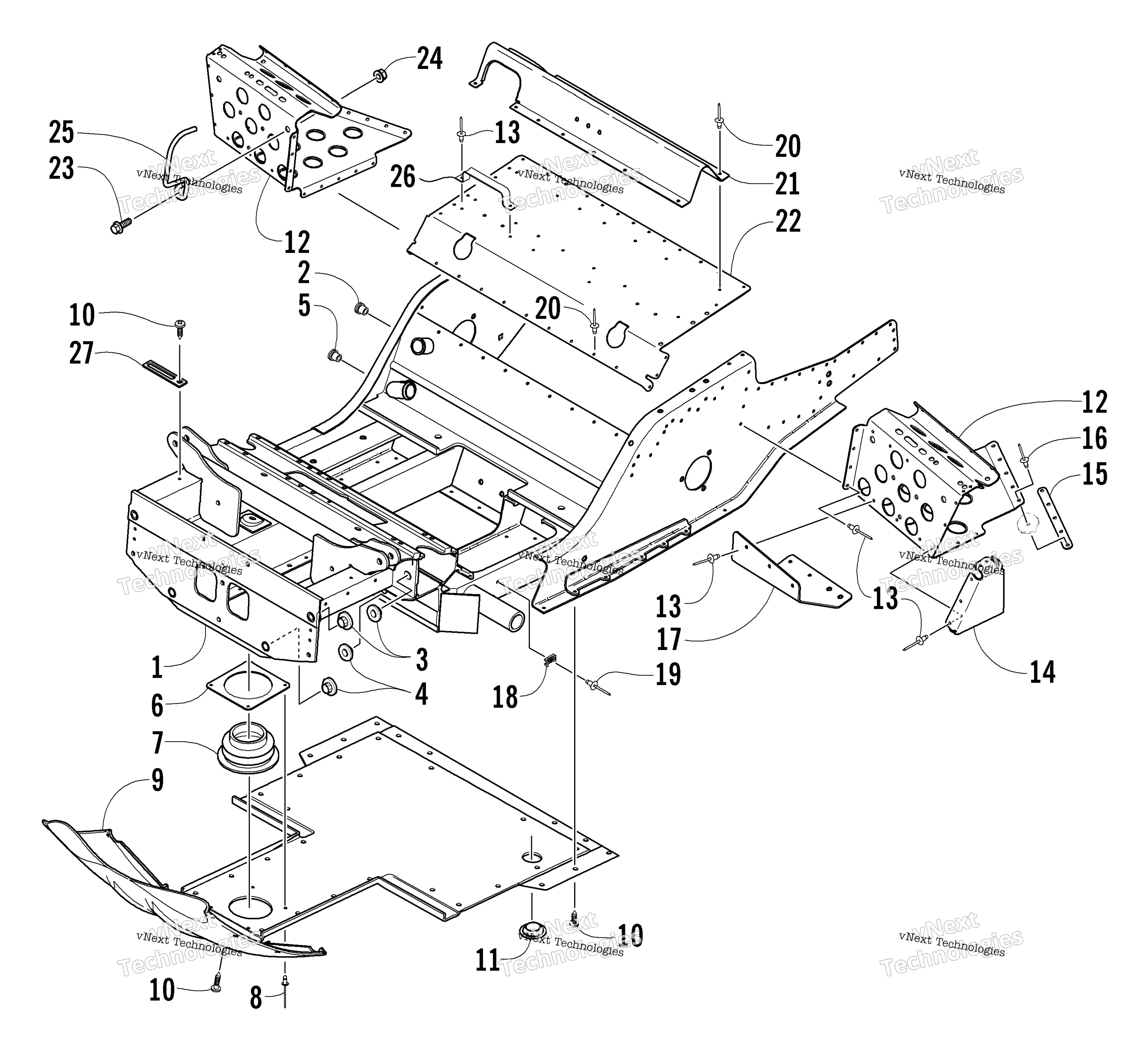 Передняя часть Frame And Footrest Assembly