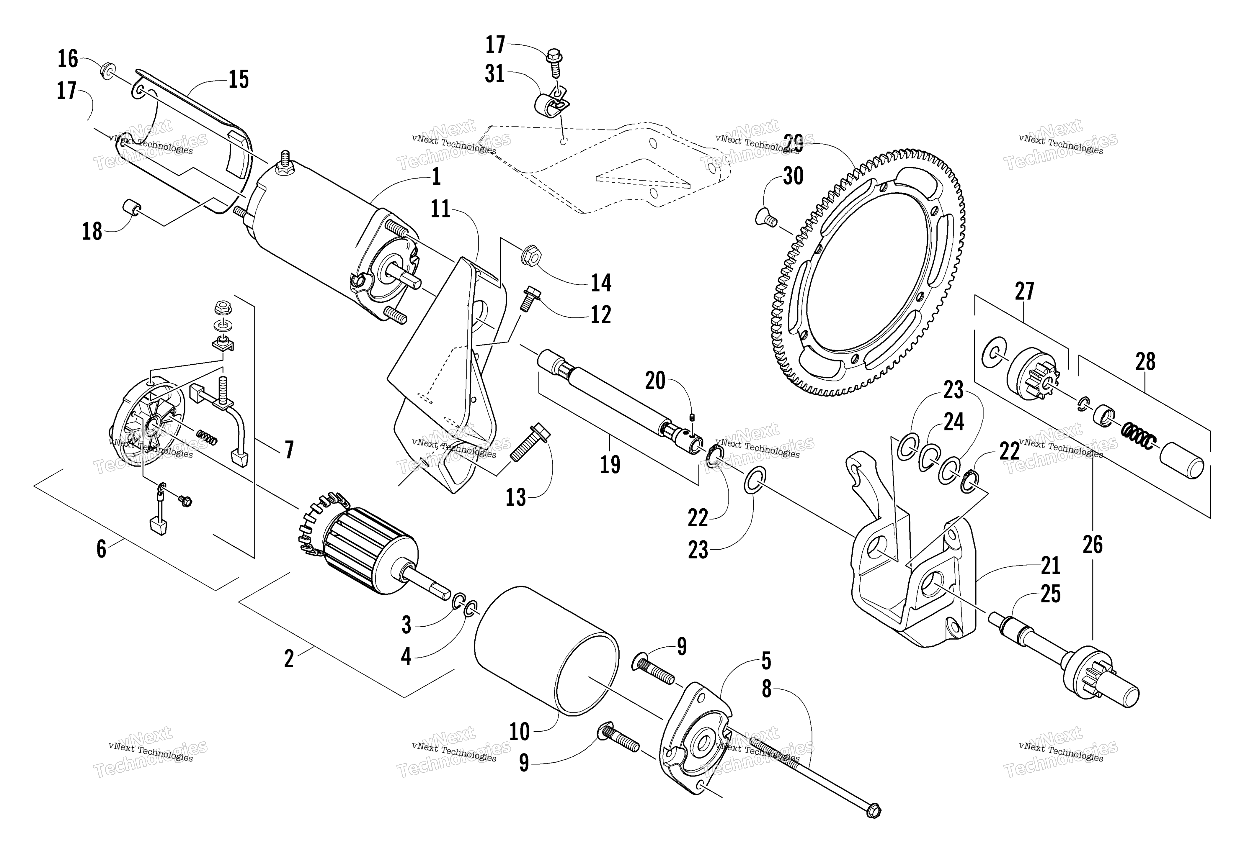 Flex привод Starter Motor узел (Optional)