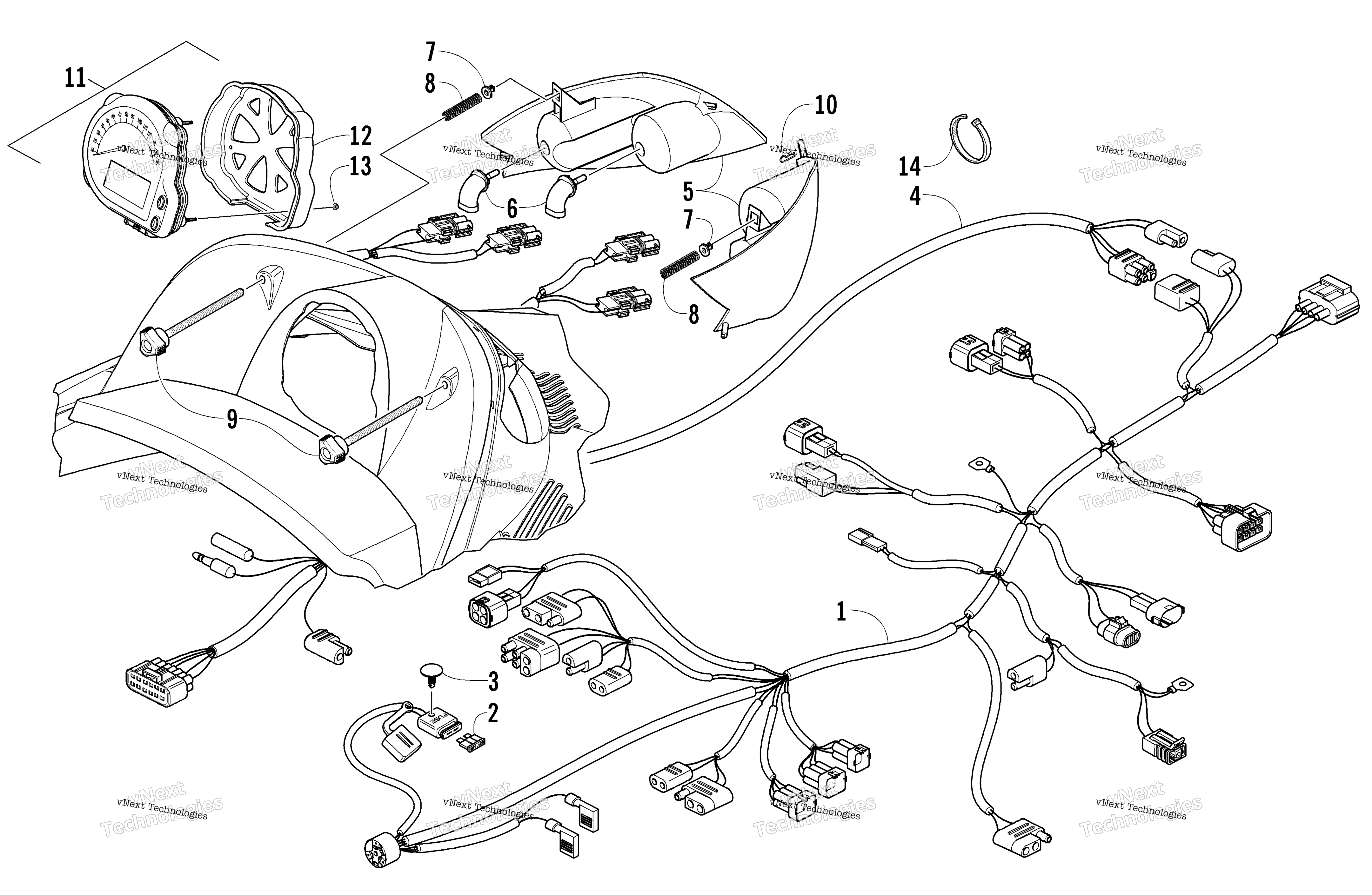 Headlight, Instruments, и Wiring Assemblies