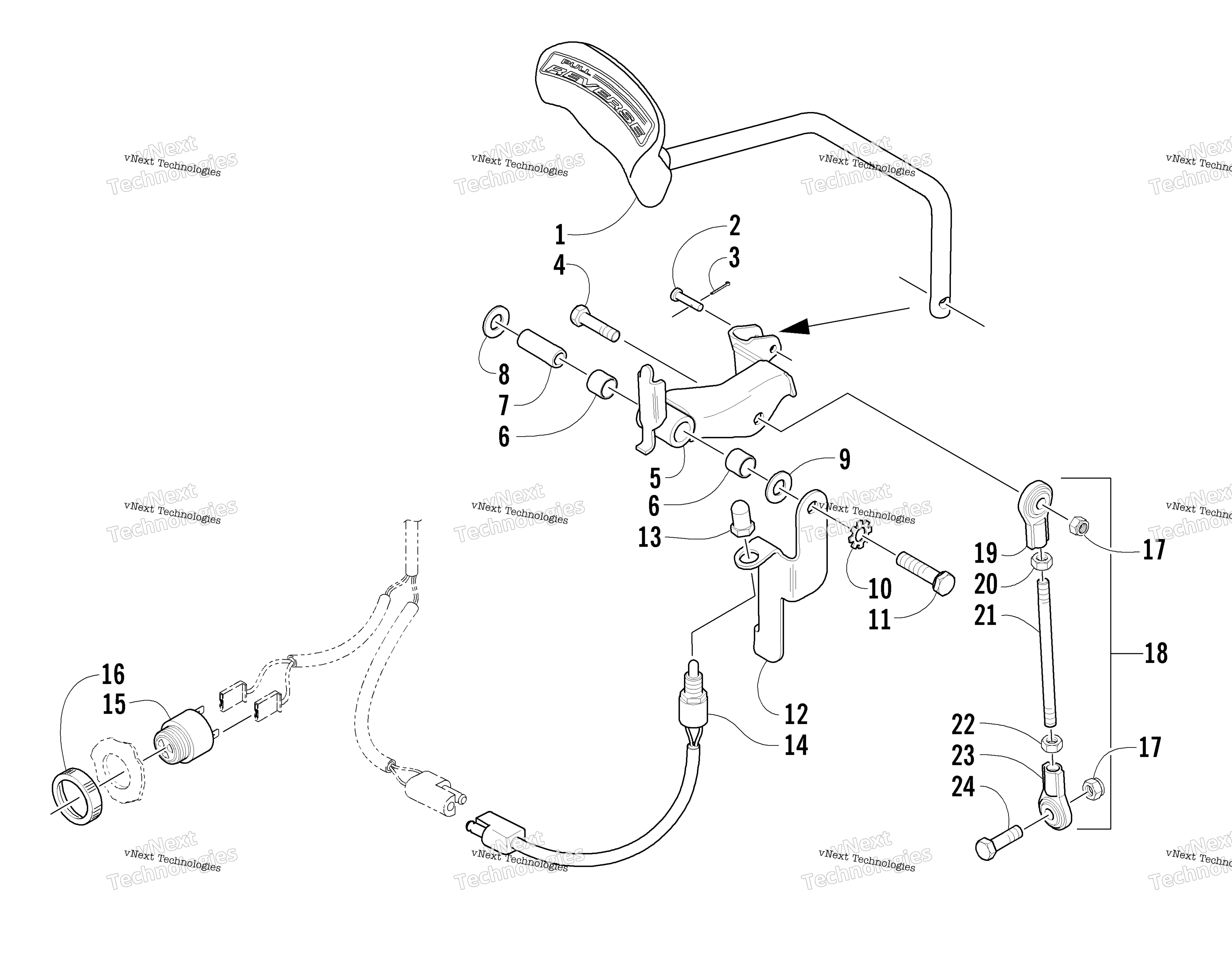 Задняя передача SHIFT LEVER ASSEMBLY