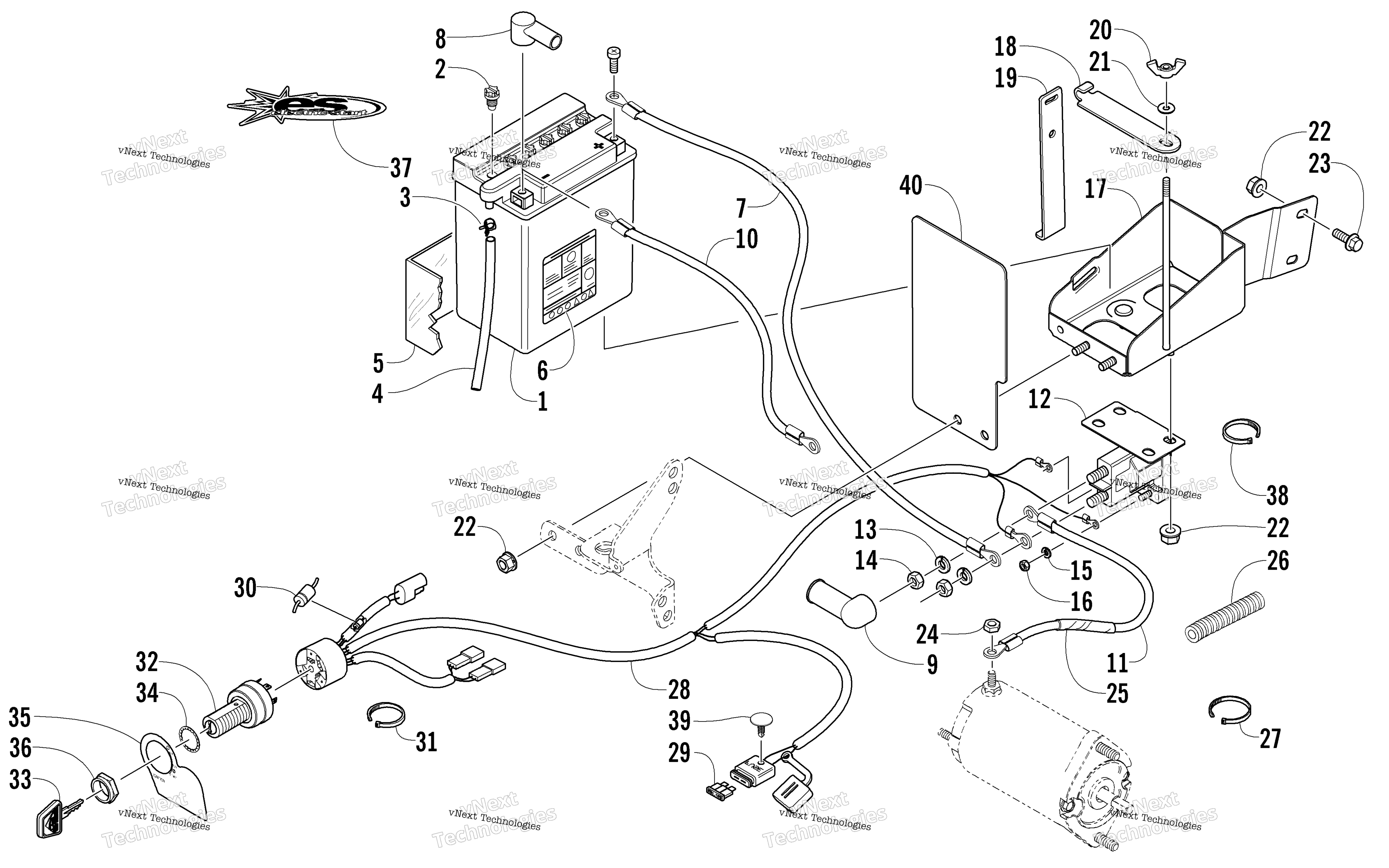 Battery, Solenoid, и Cables (Optional)