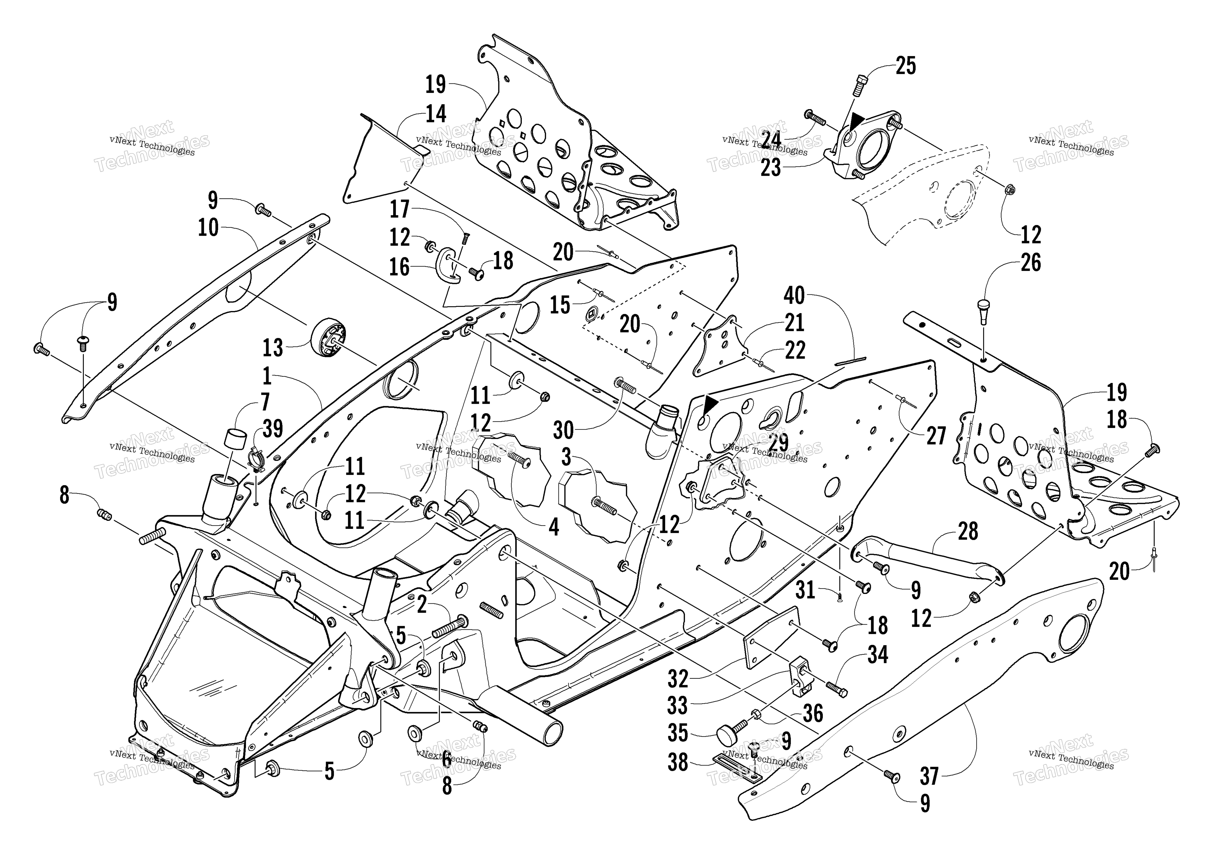 Передняя часть Frame And Footrest Assembly