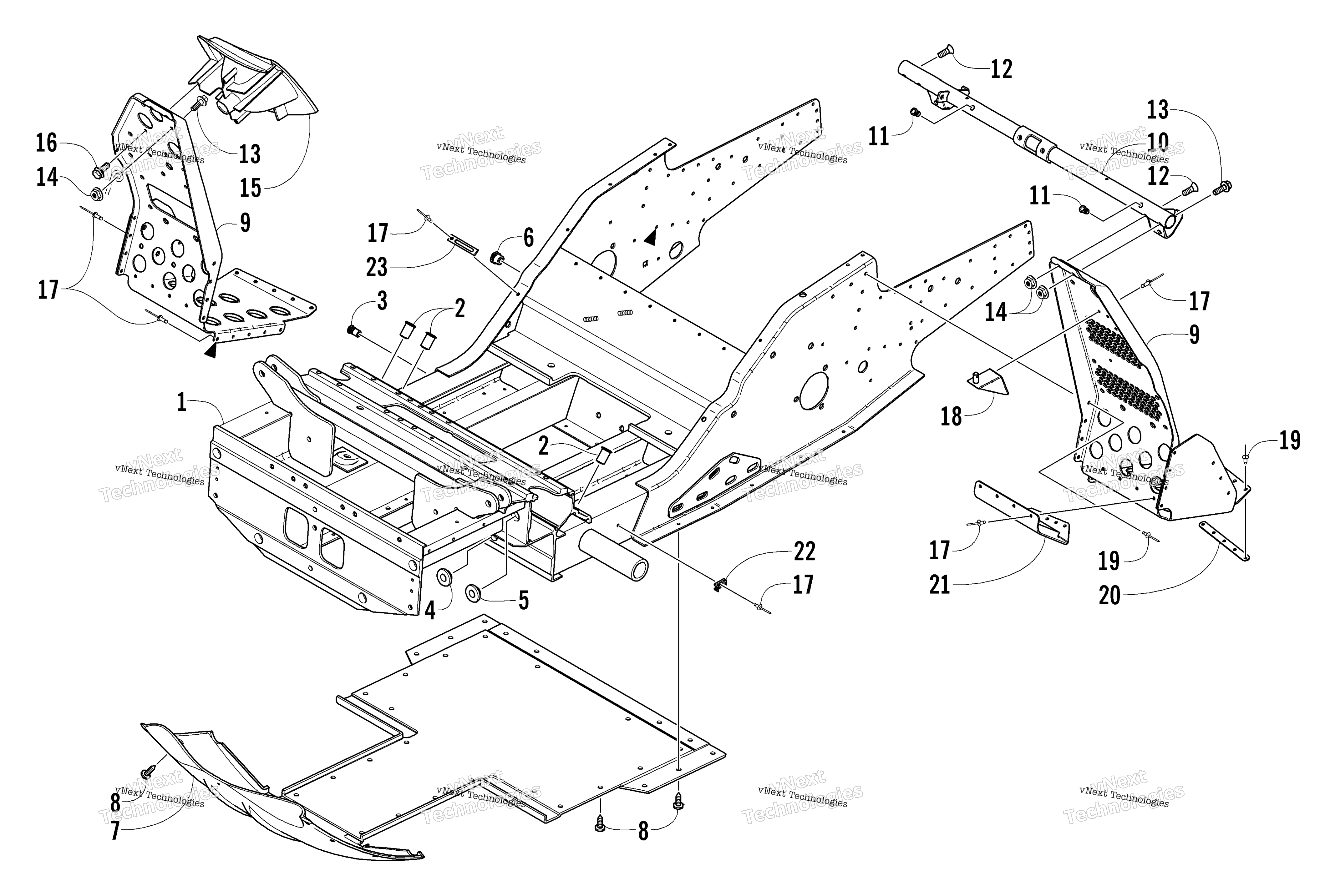 Передняя часть Frame And Footrest Assembly