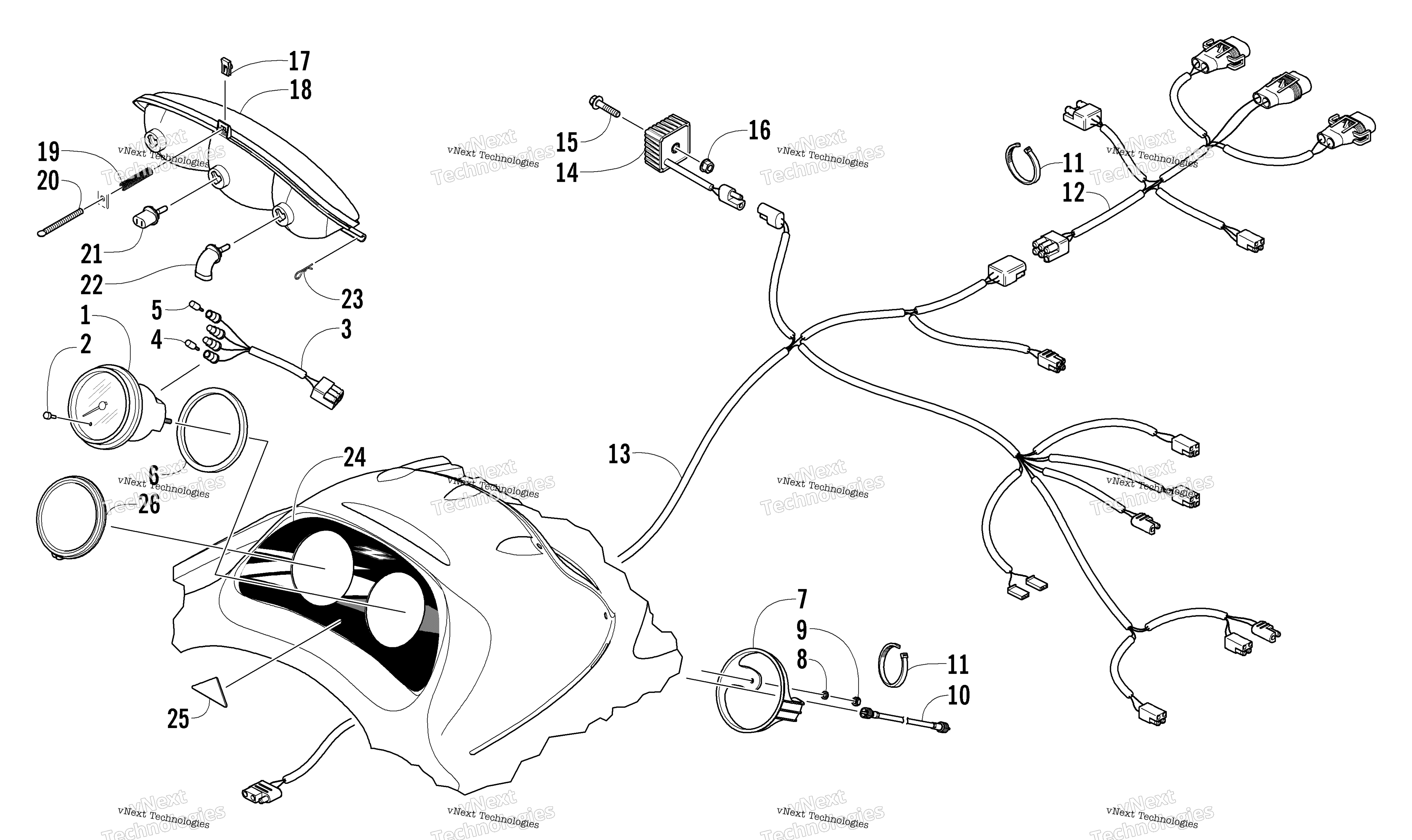 Headlight, Instruments, и Wiring Assemblies