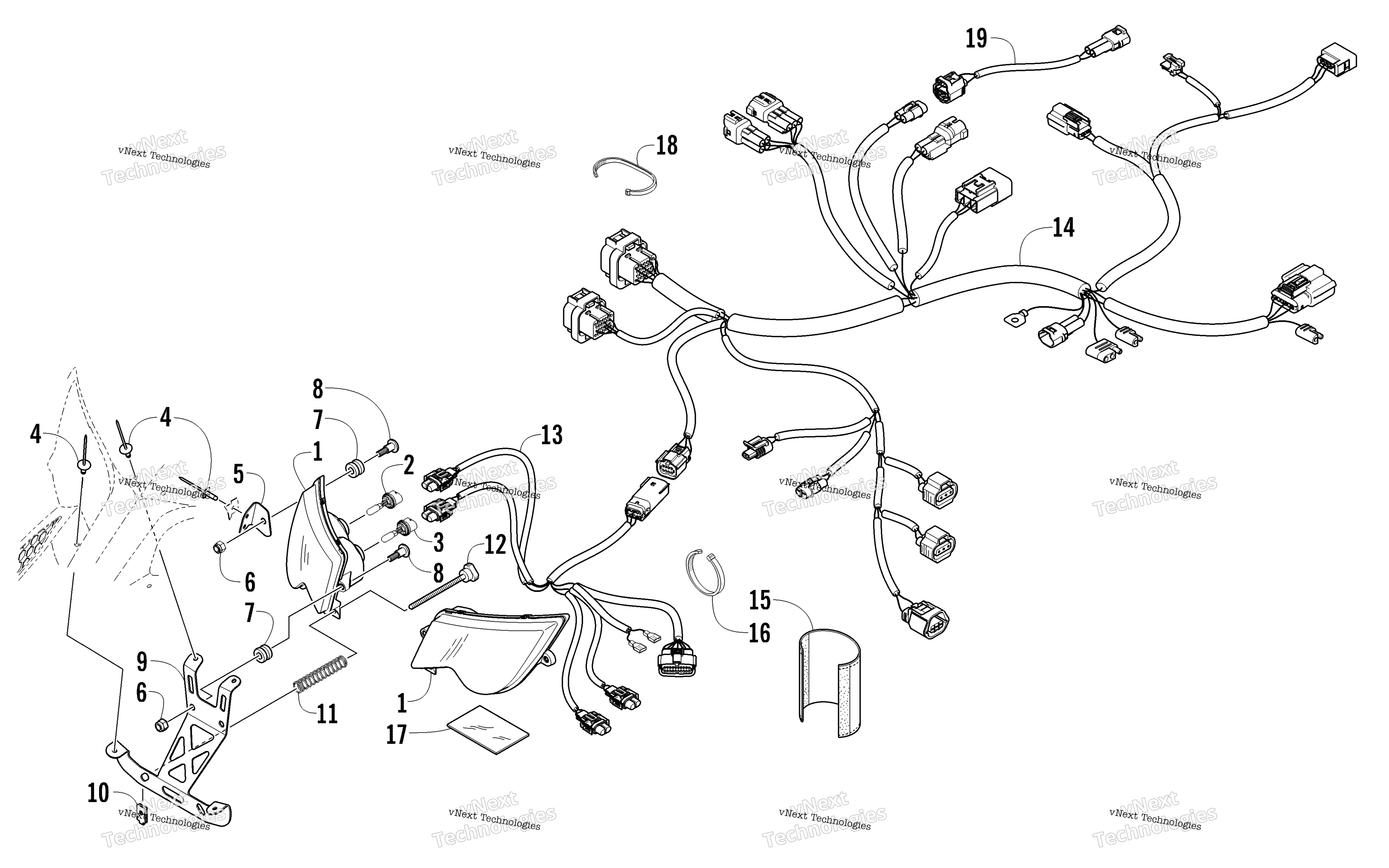 Фара And Wiring Assembly