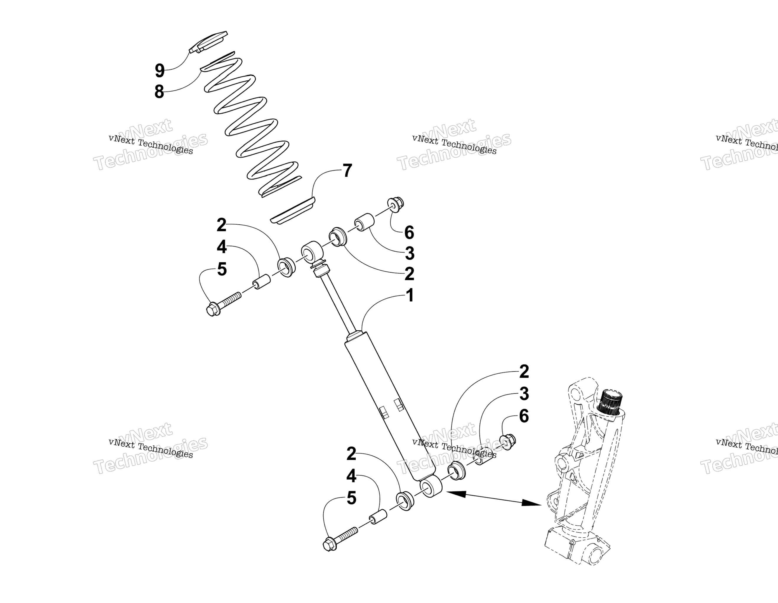 Передняя часть Shock Absorber Assembly