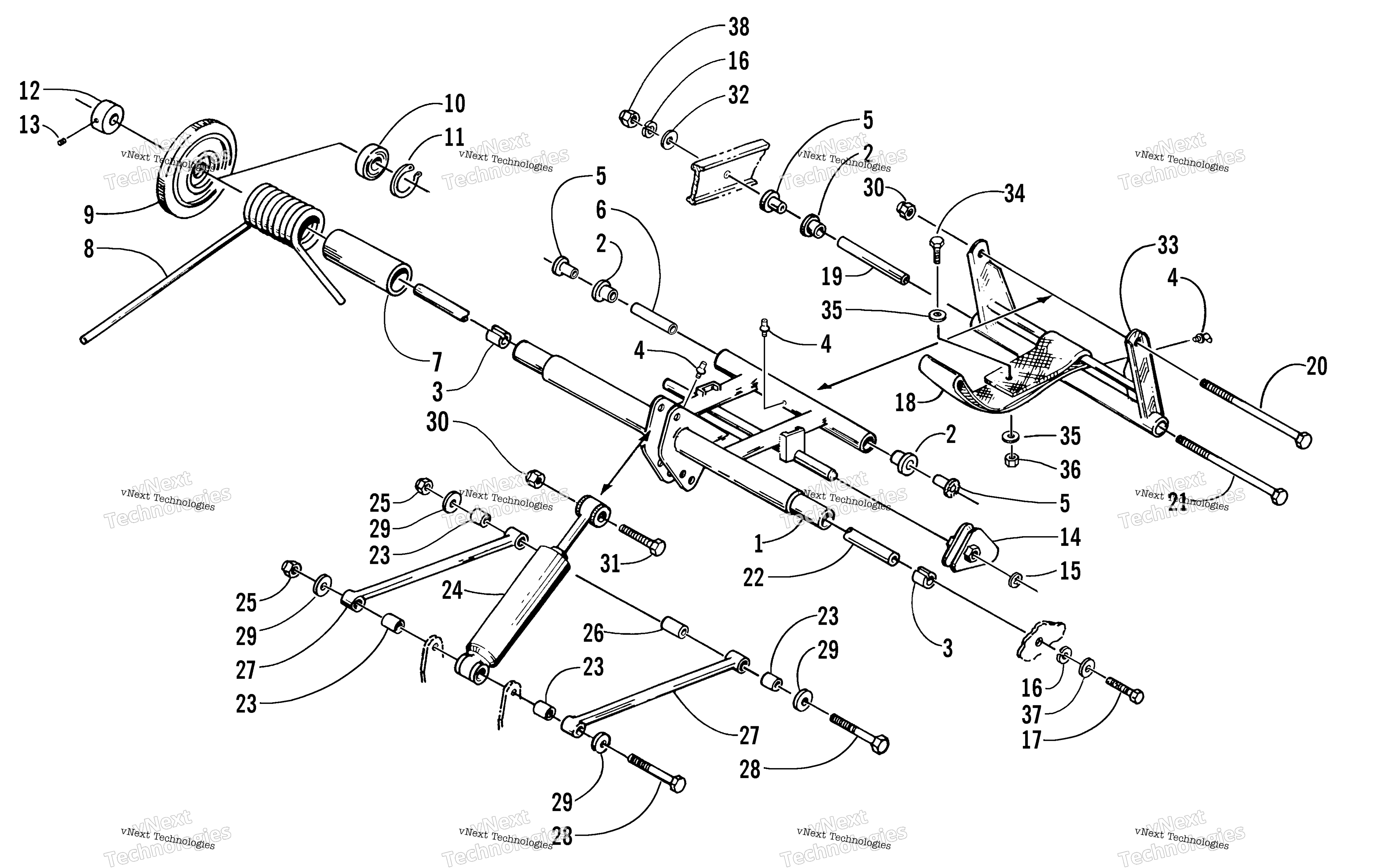 Задняя часть Suspension/Rear Arm Assembly