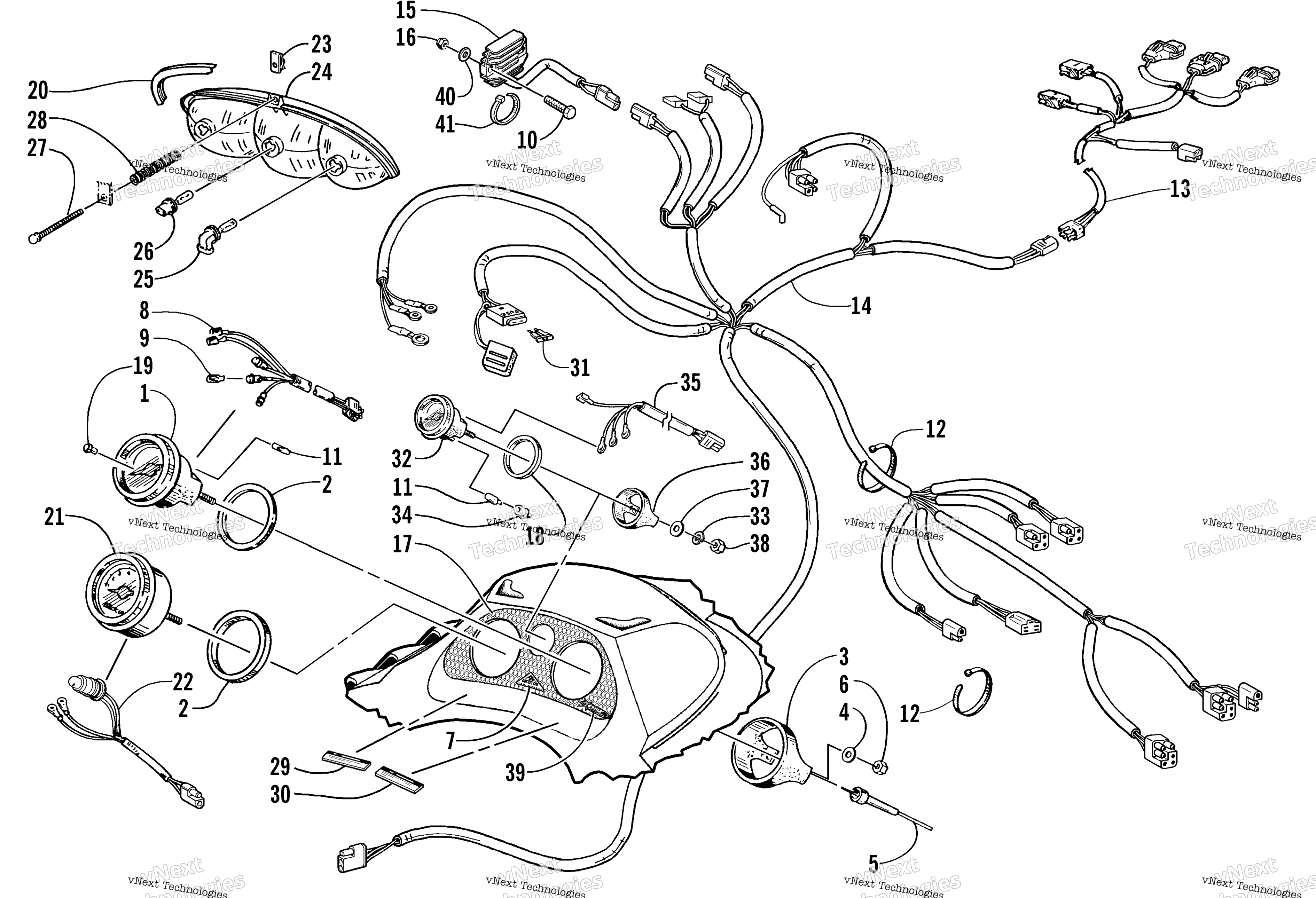 Headlight, Instruments, и Wiring Assemblies