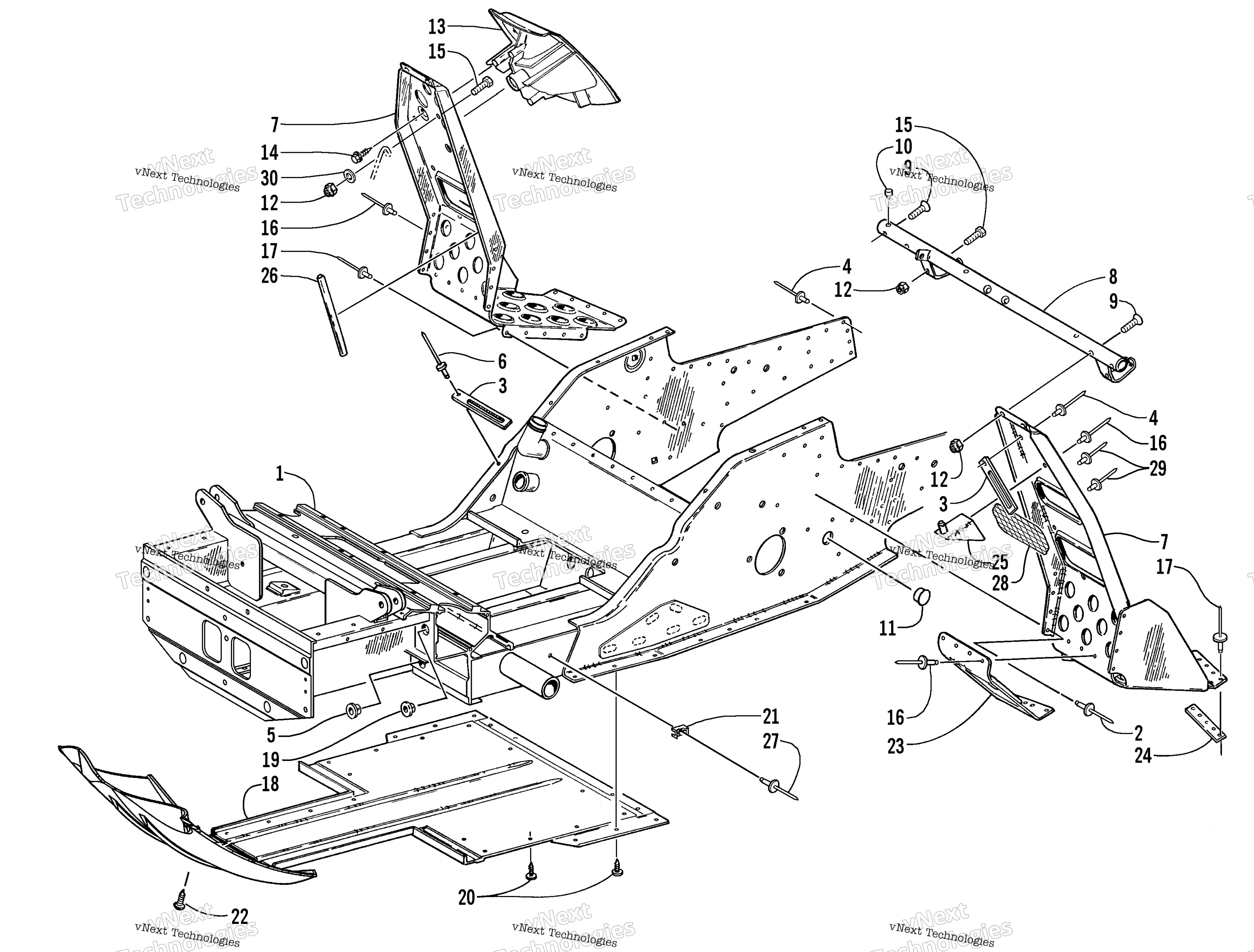 Передняя часть Frame And Footrest Assembly (Le-C And Le-R)