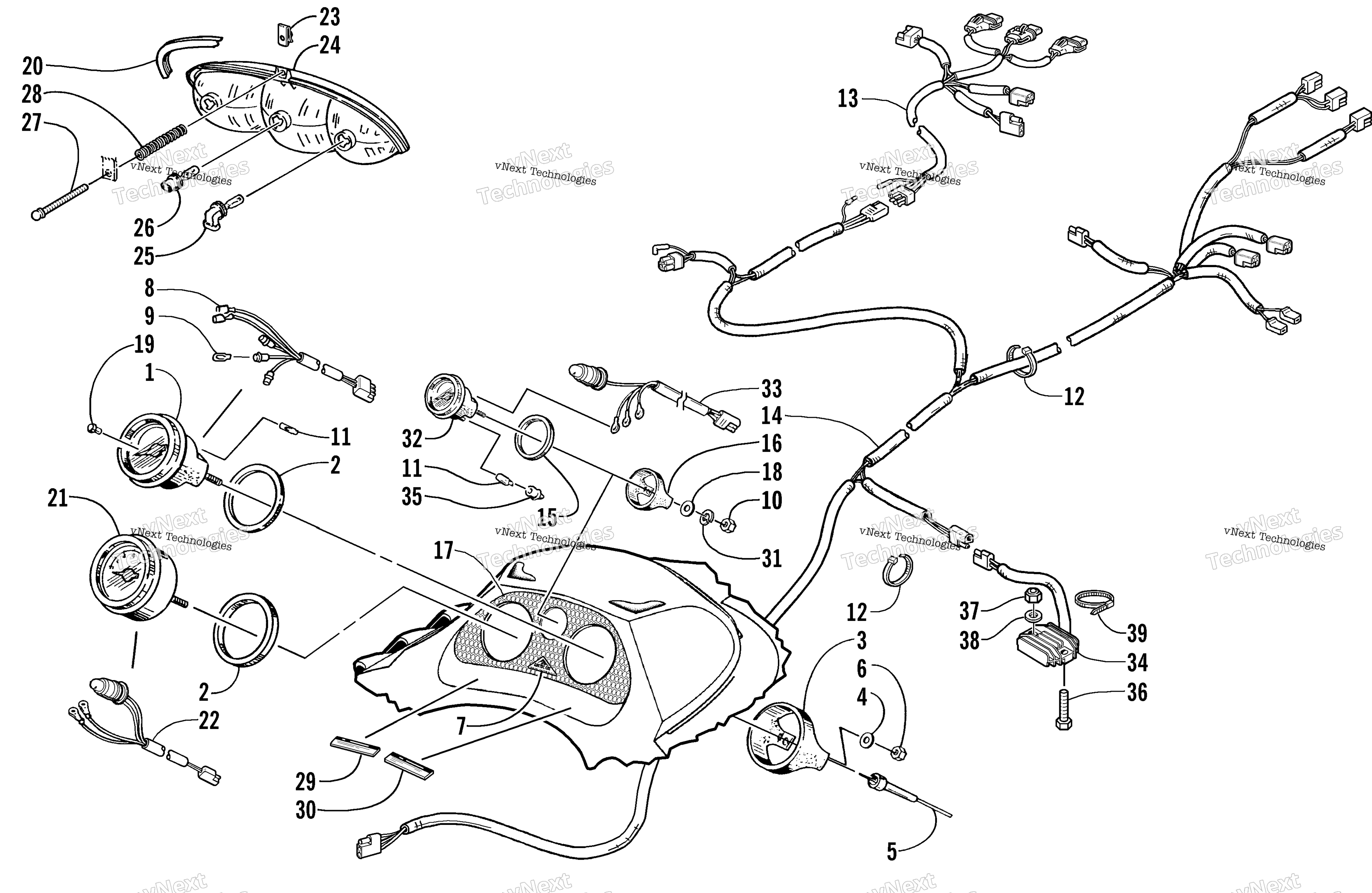 Headlight, Instruments, и Wiring Assemblies
