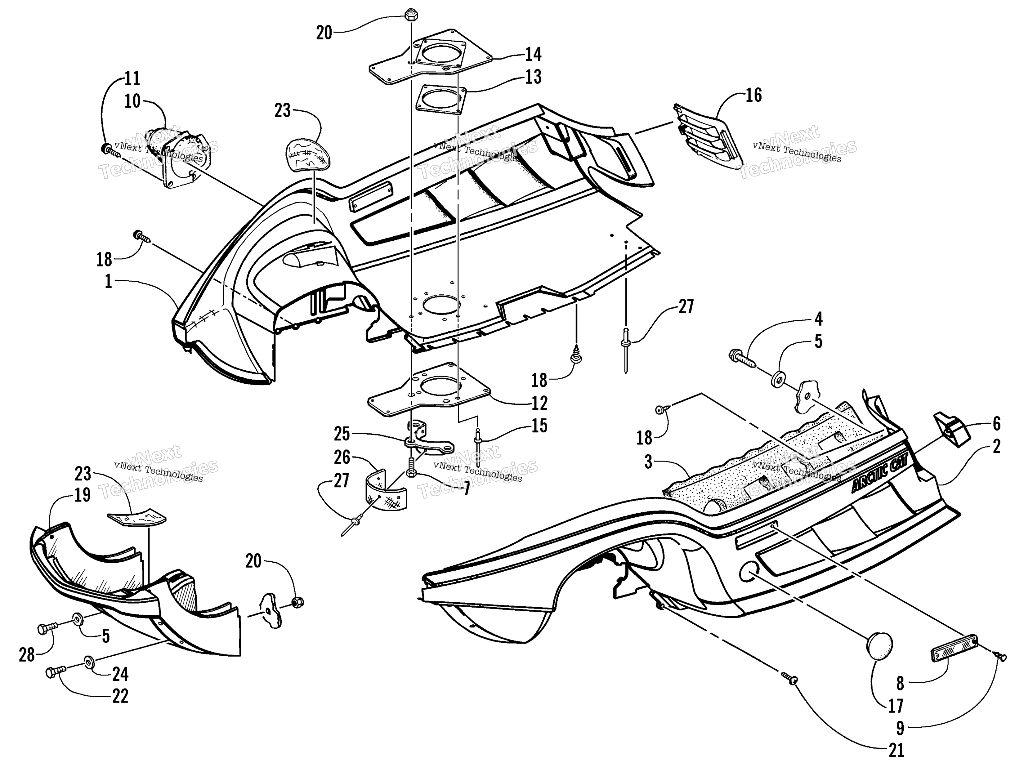 Belly поддон и передний Bumper узел