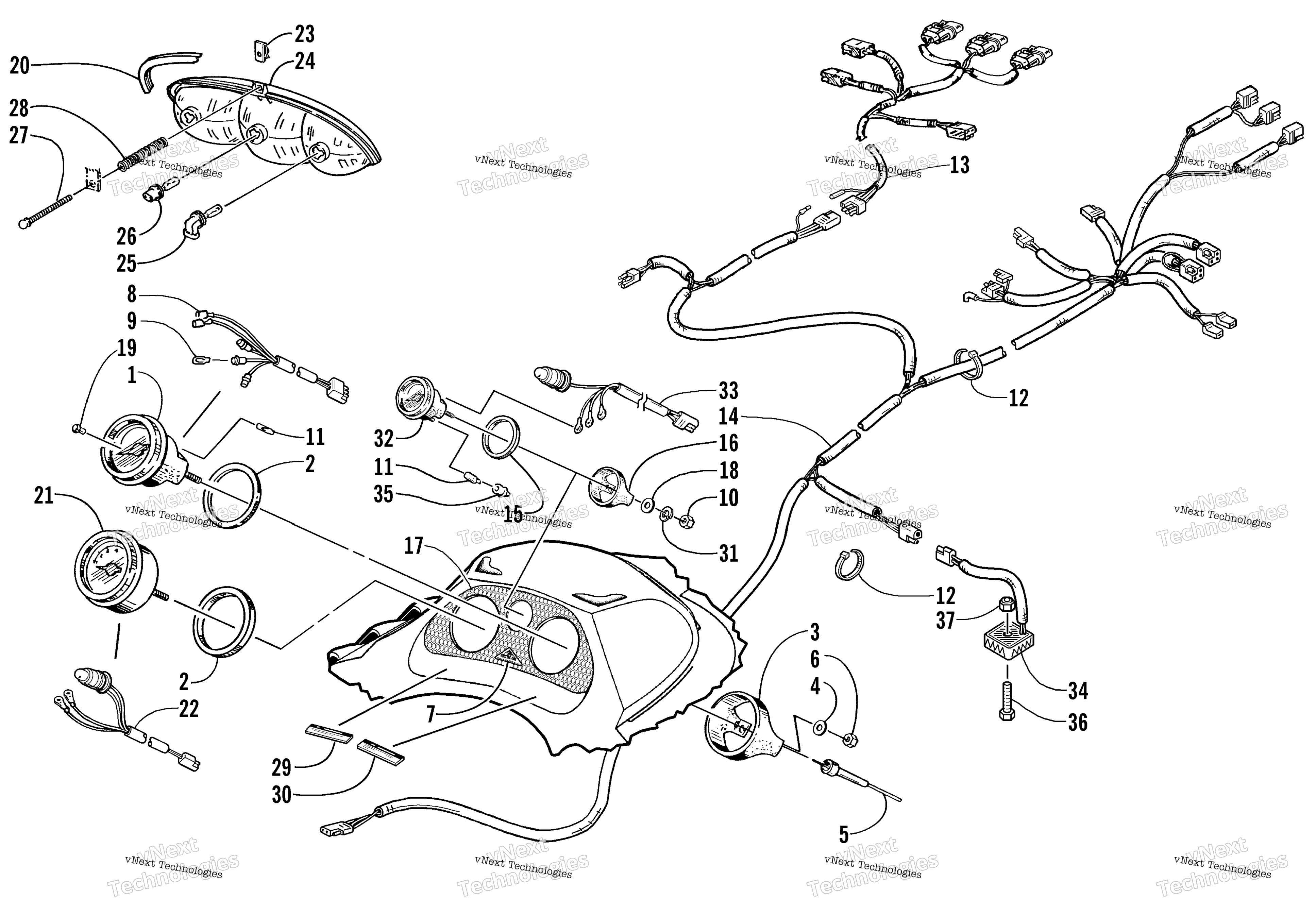 Headlight, Instruments, и Wiring Assemblies