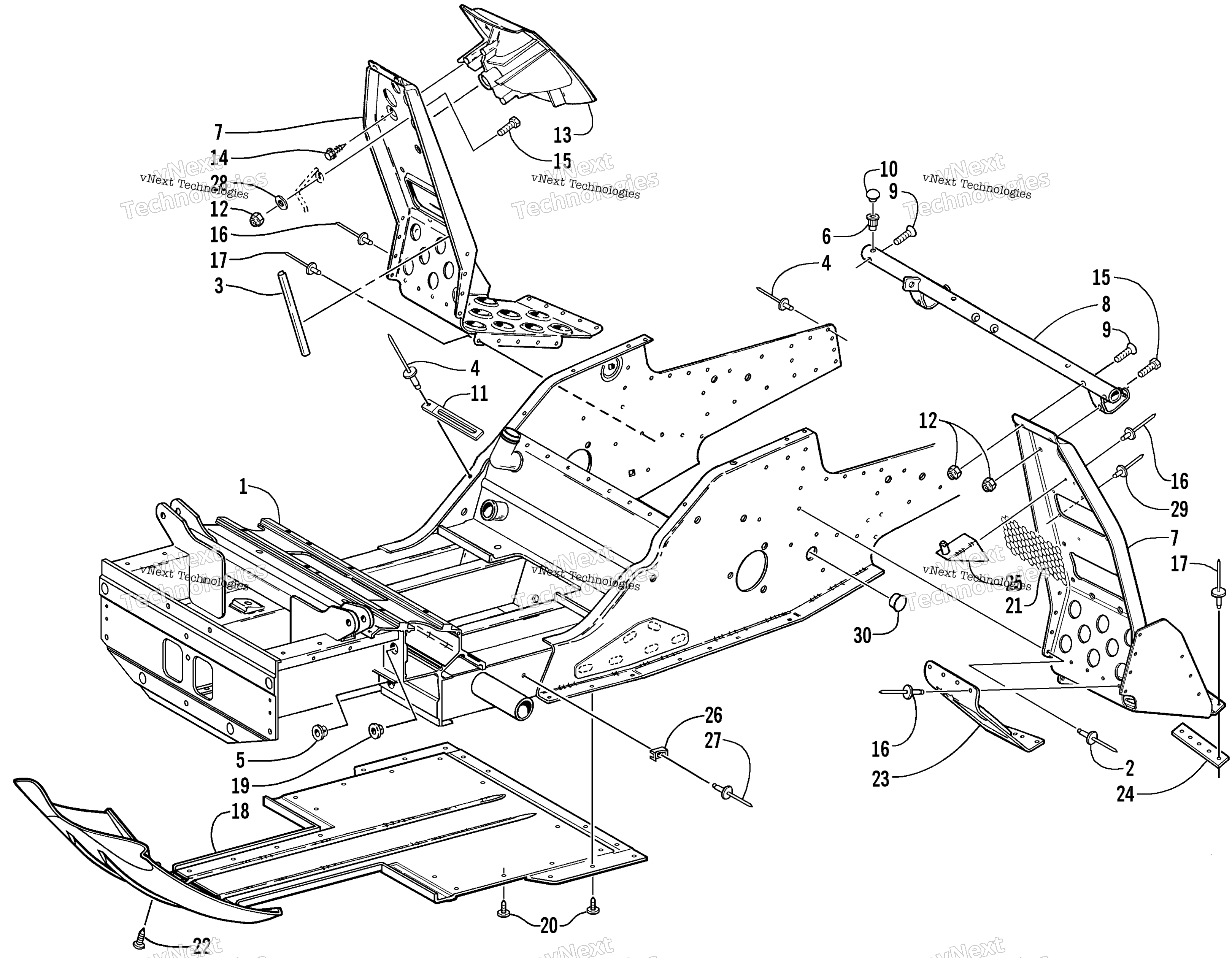 Передняя часть Frame And Footrest Assembly