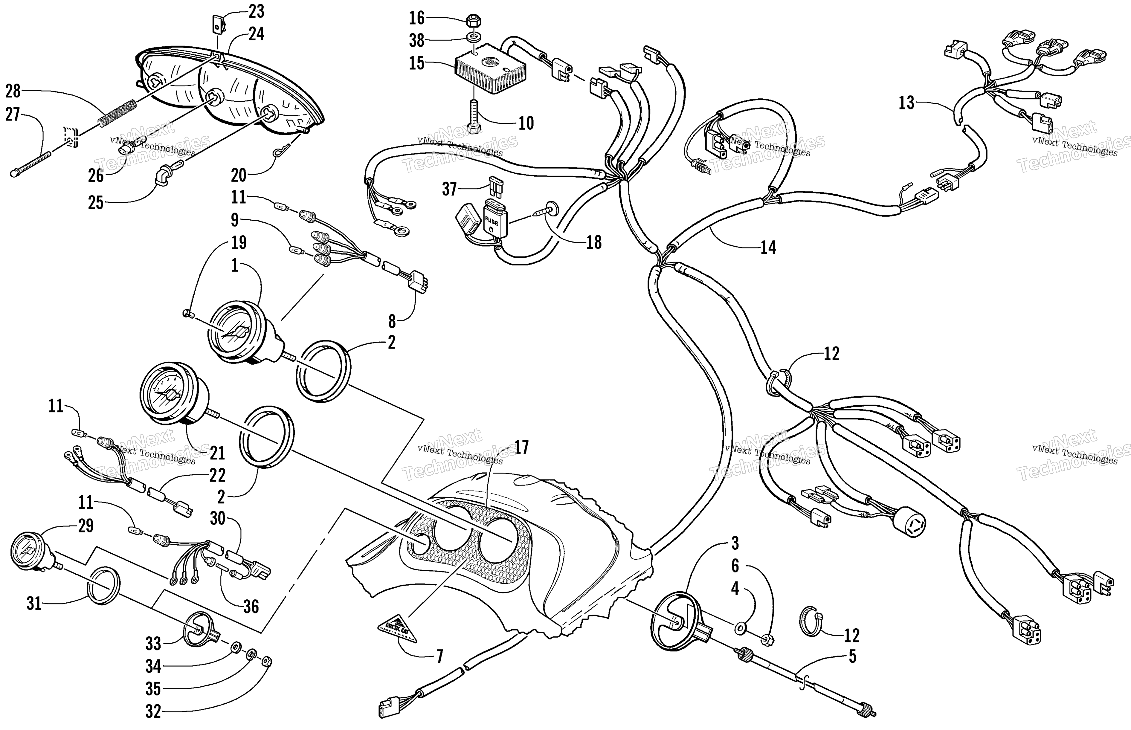 Headlight, Instruments, и Wiring Assemblies