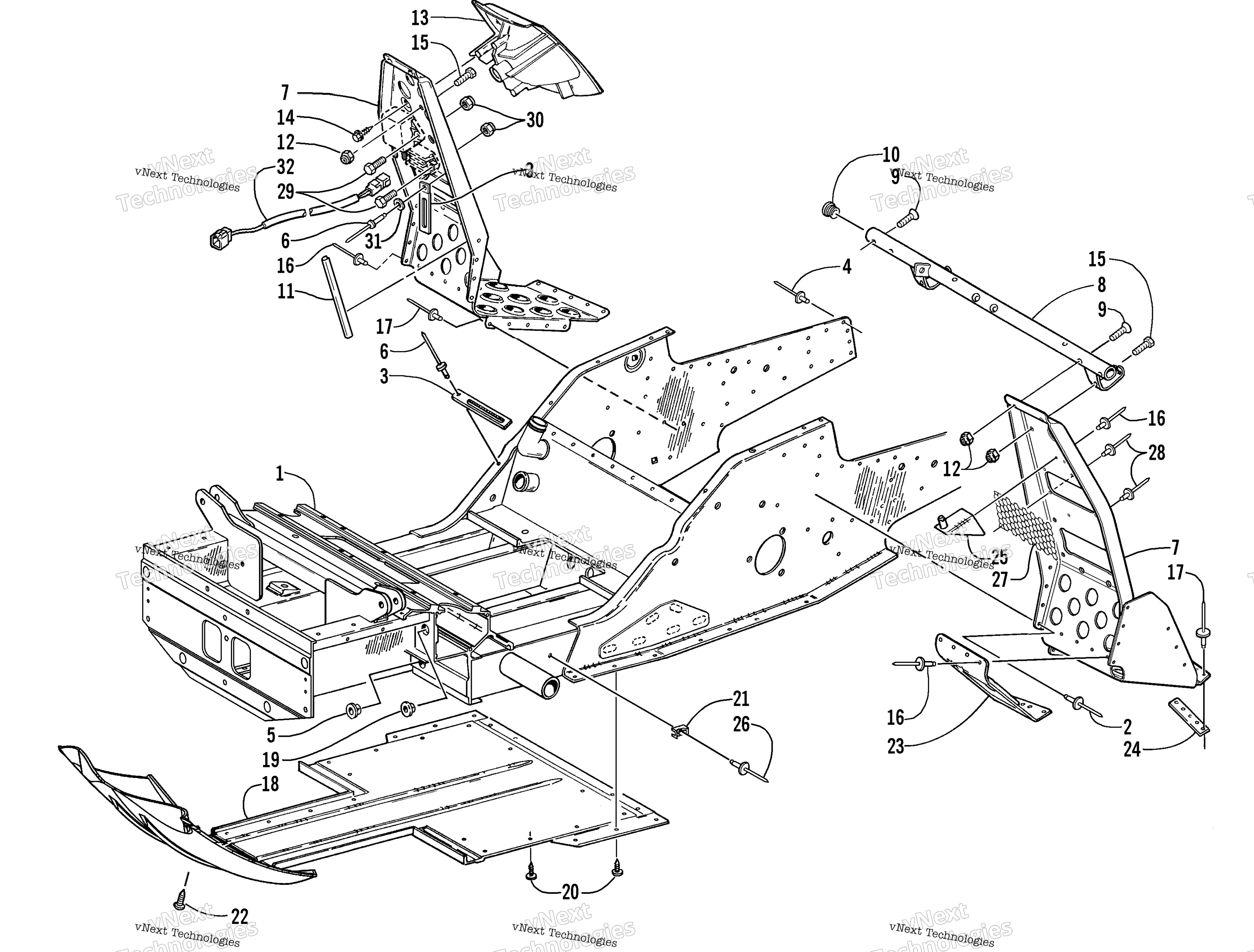 Передняя часть Frame And Footrest Assembly