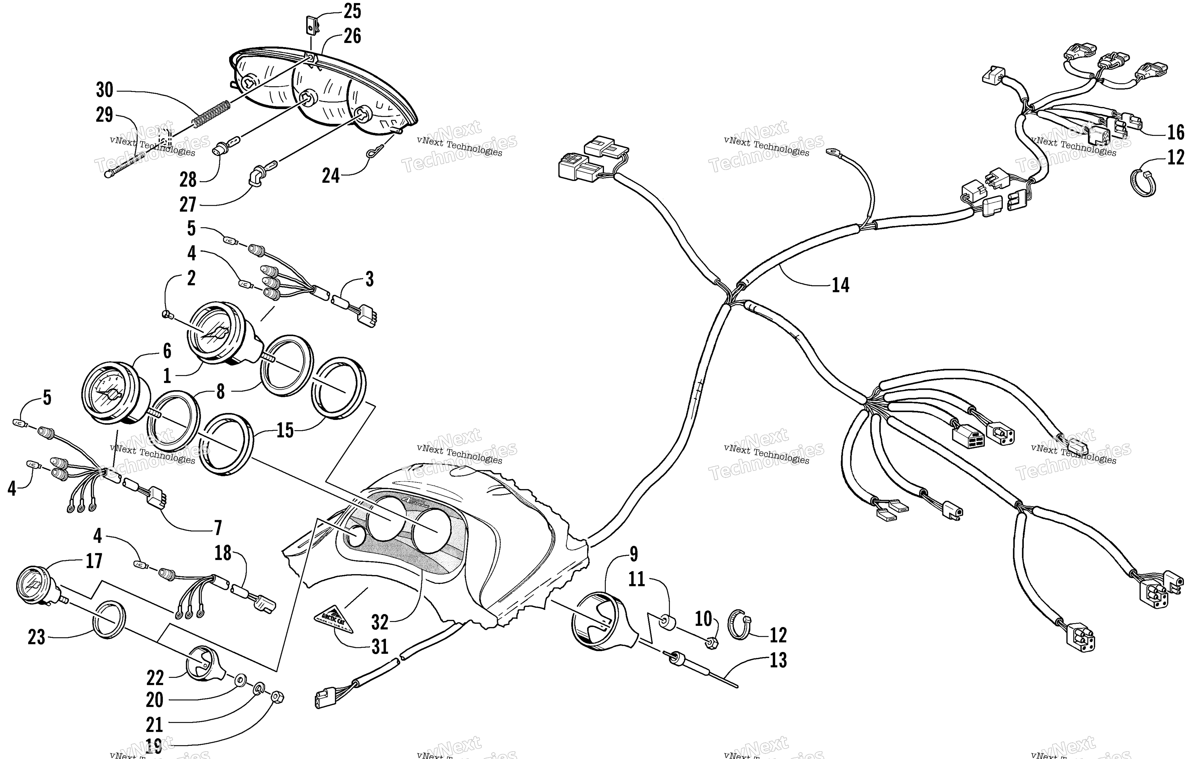 Headlight, Instruments, и Wiring Assemblies