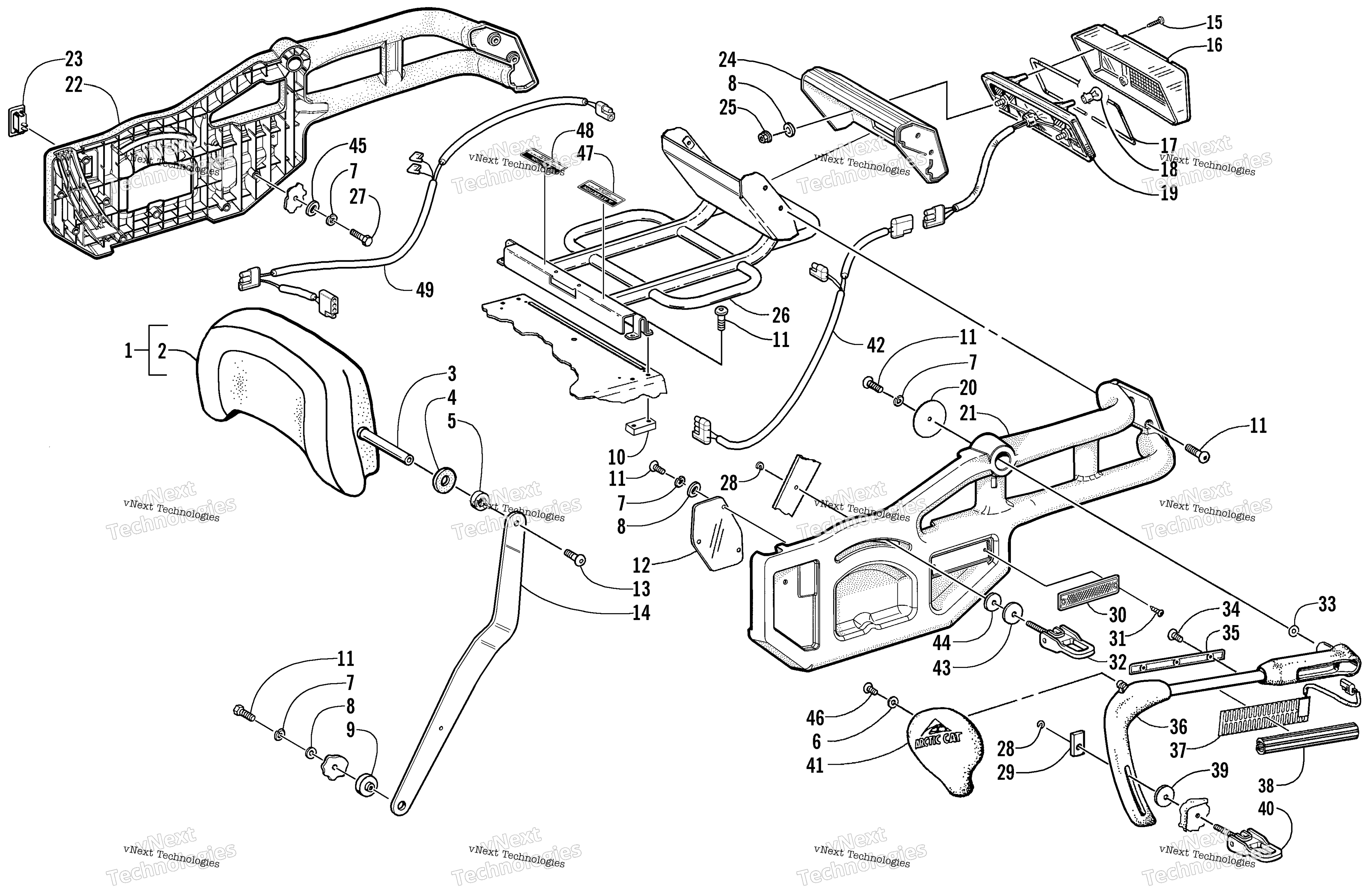 Backrest и Taillight узел