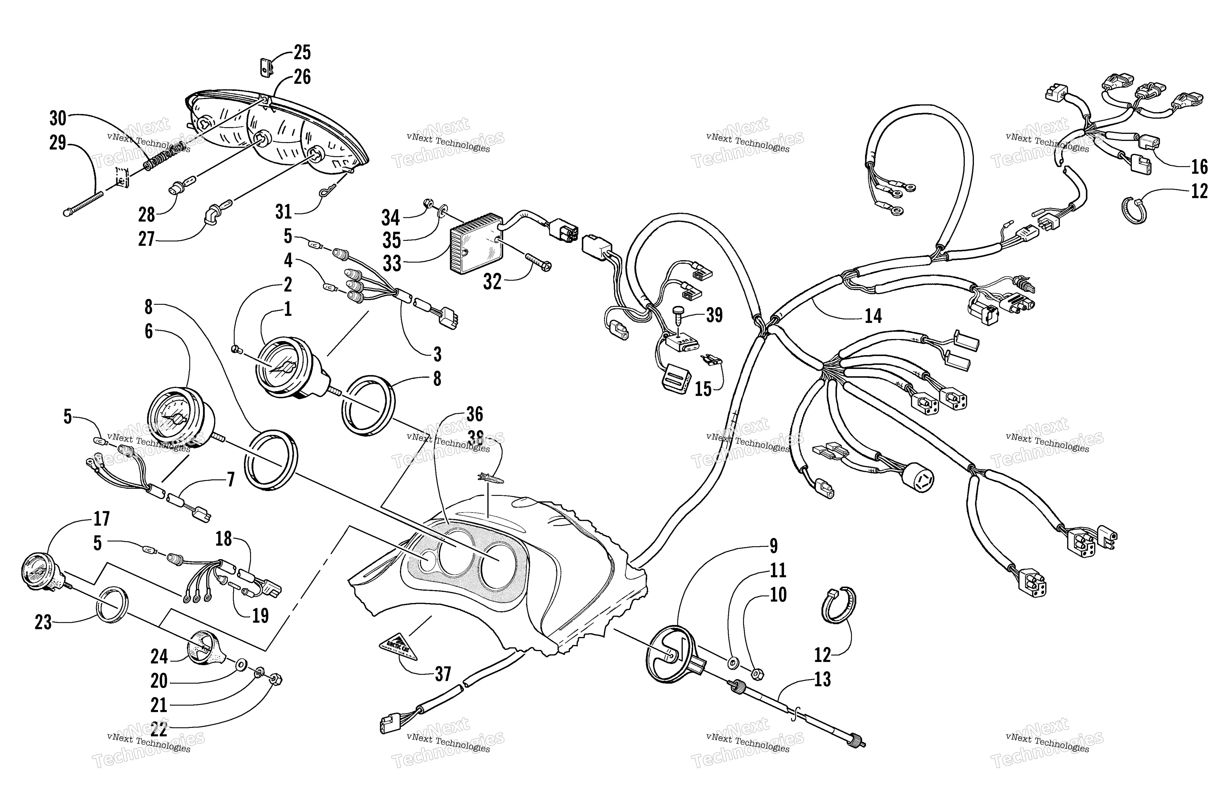 Headlight, Instruments, и Wiring Assemblies