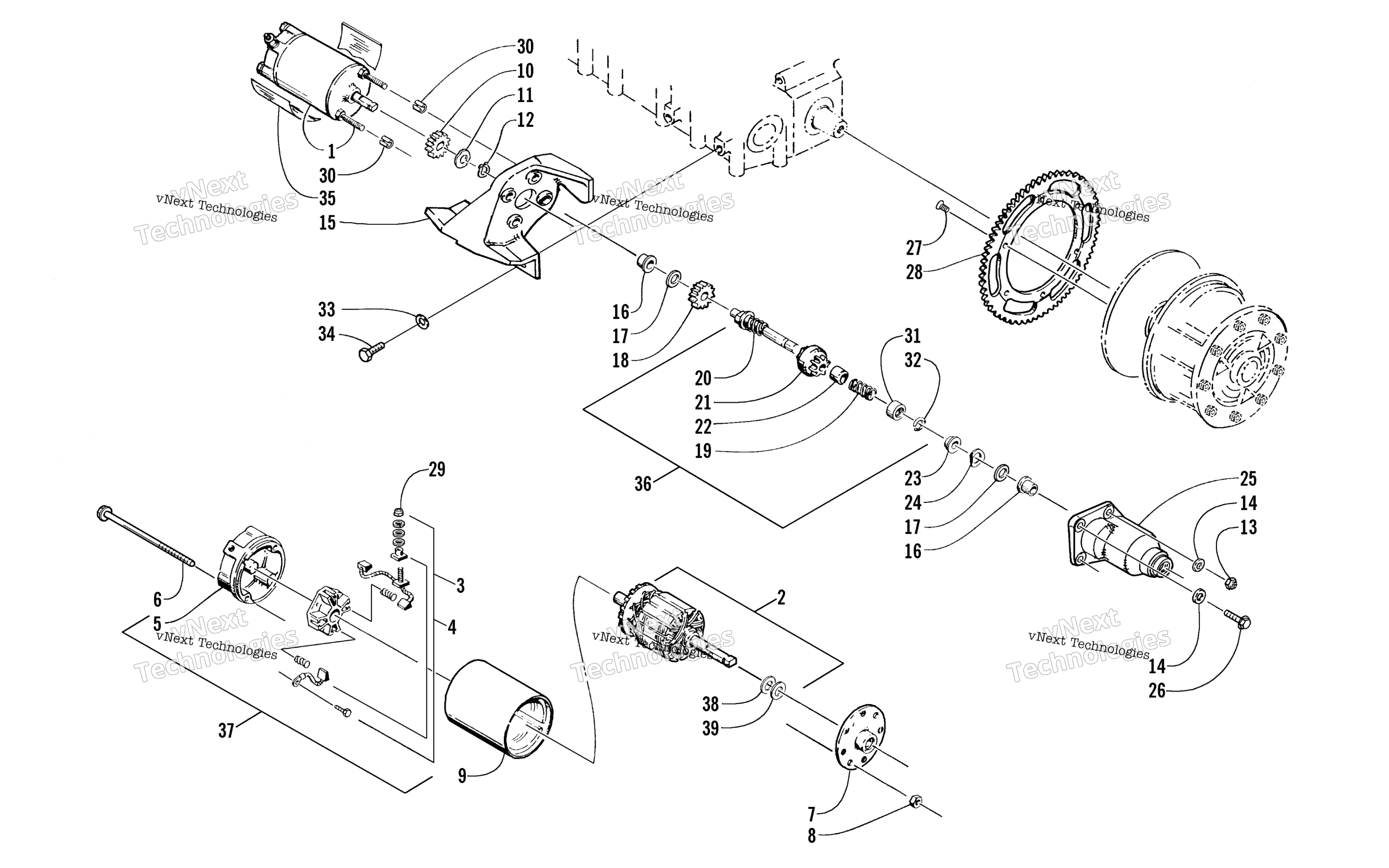 Электрооборудование Start - Starter Motor Assembly (Optional)