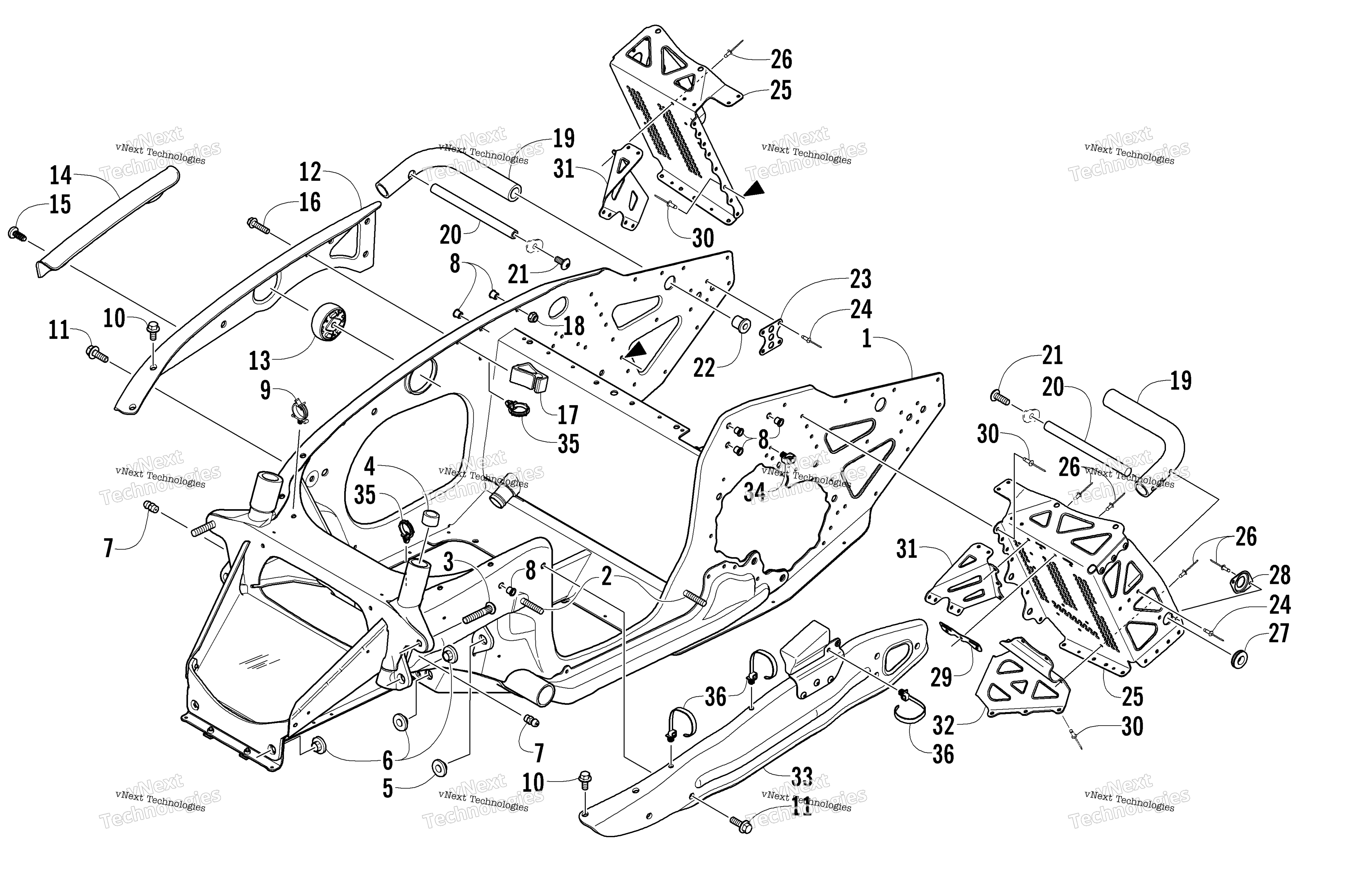 Передняя часть Frame And Footrest Assembly