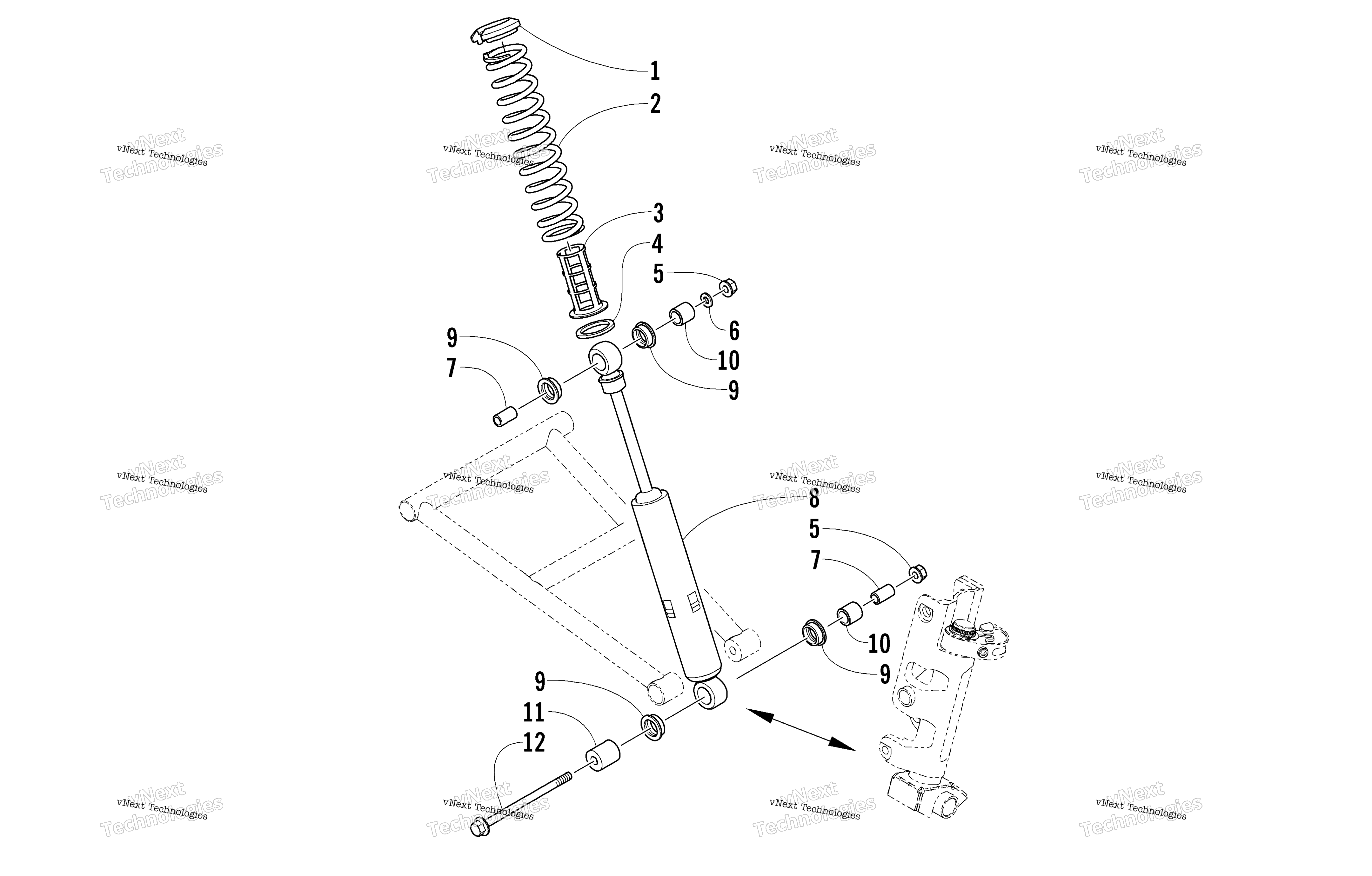 Передняя часть Suspension Shock Absorber Assembly
