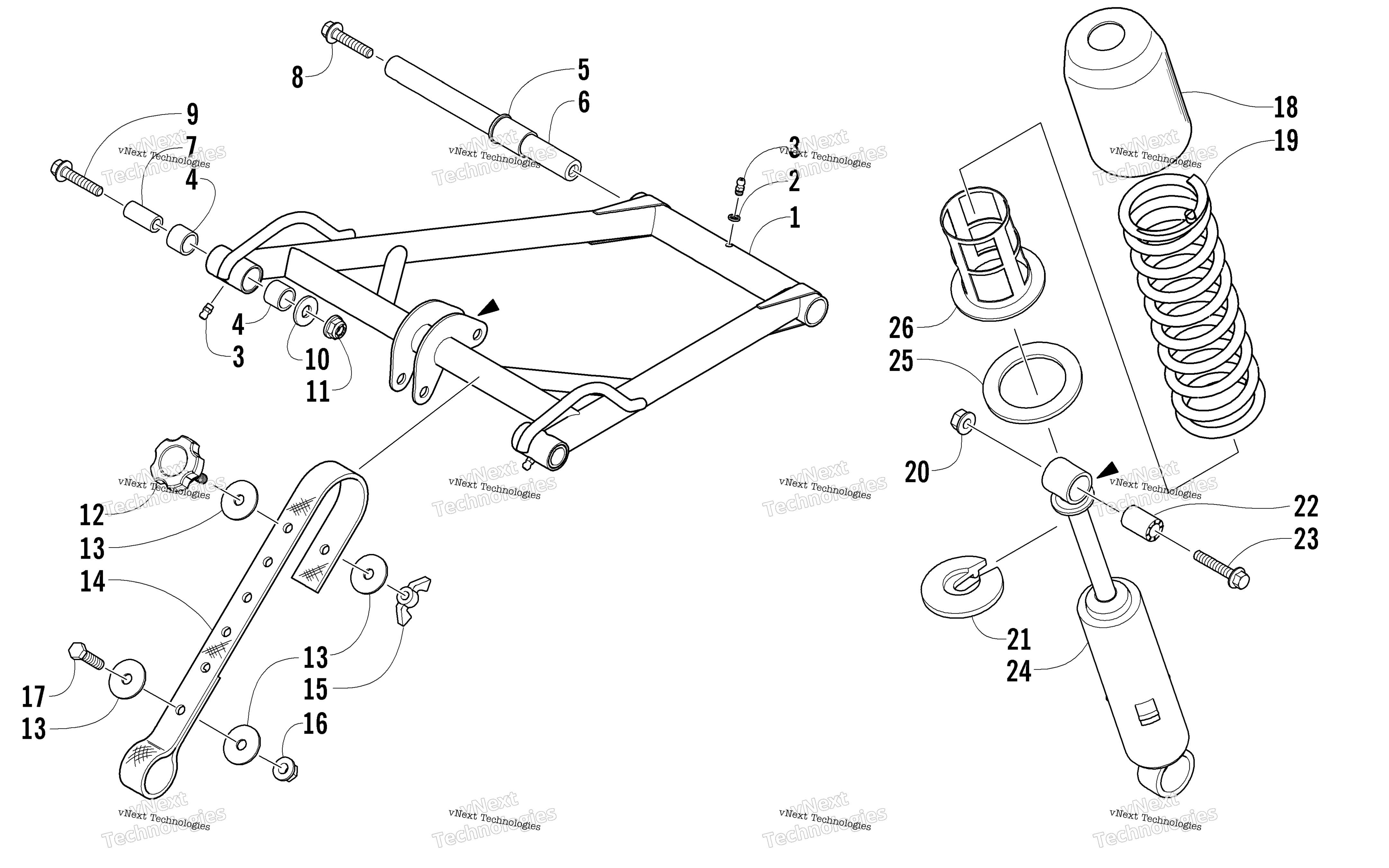 Задняя часть Suspension Front Arm Assembly