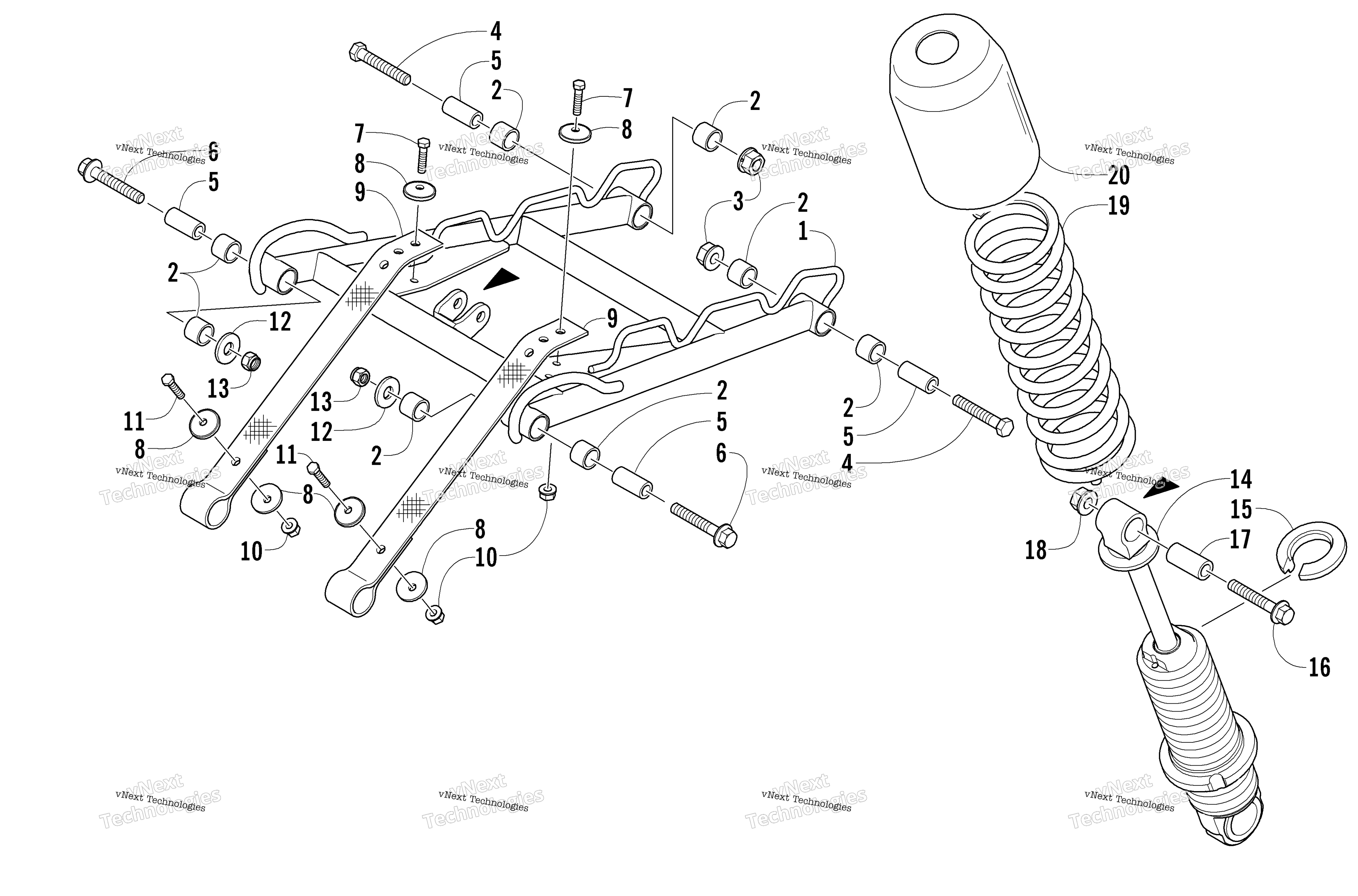 Задняя часть Suspension Front Arm Assembly
