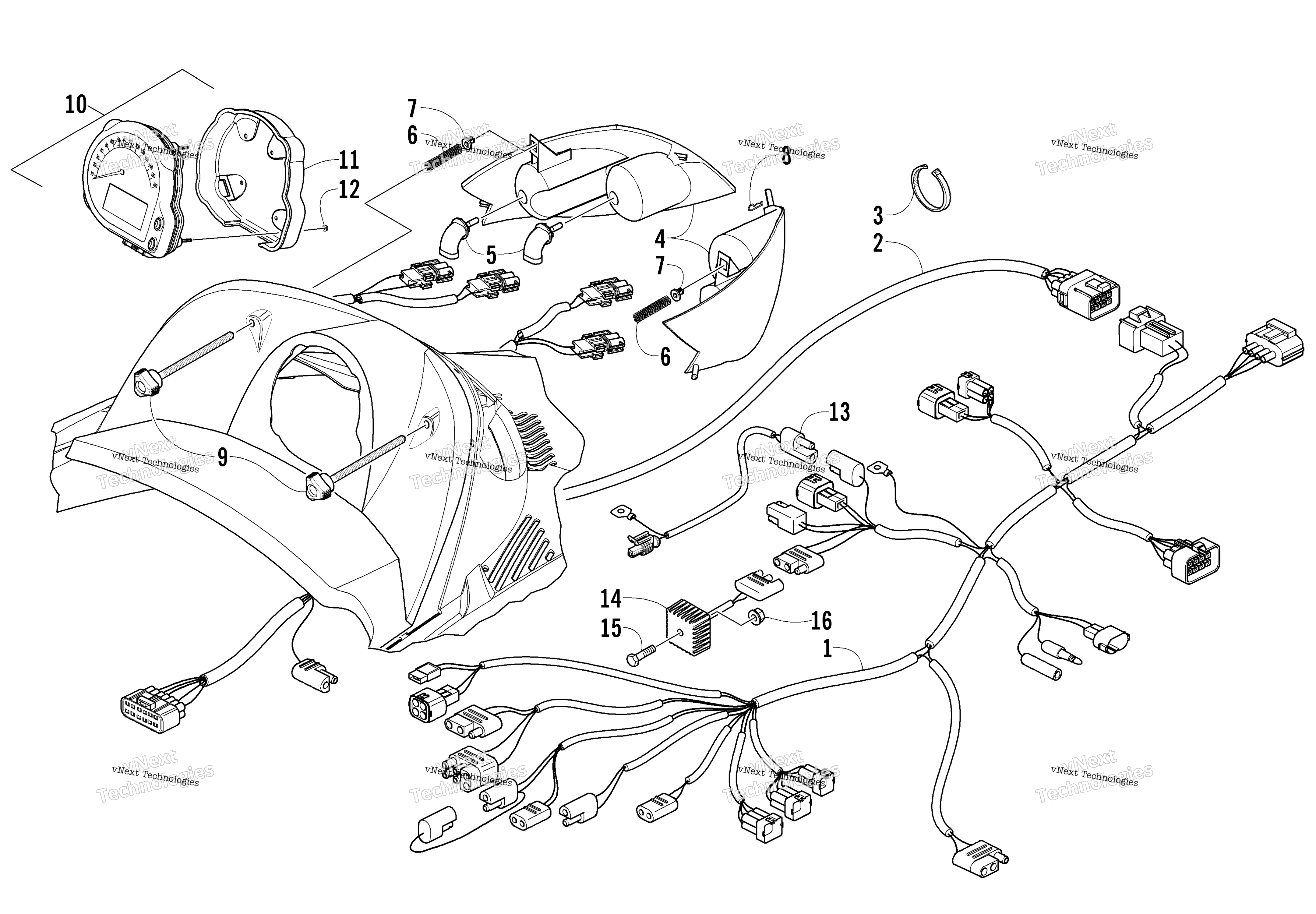 Headlight, Instruments, и Wiring Assemblies