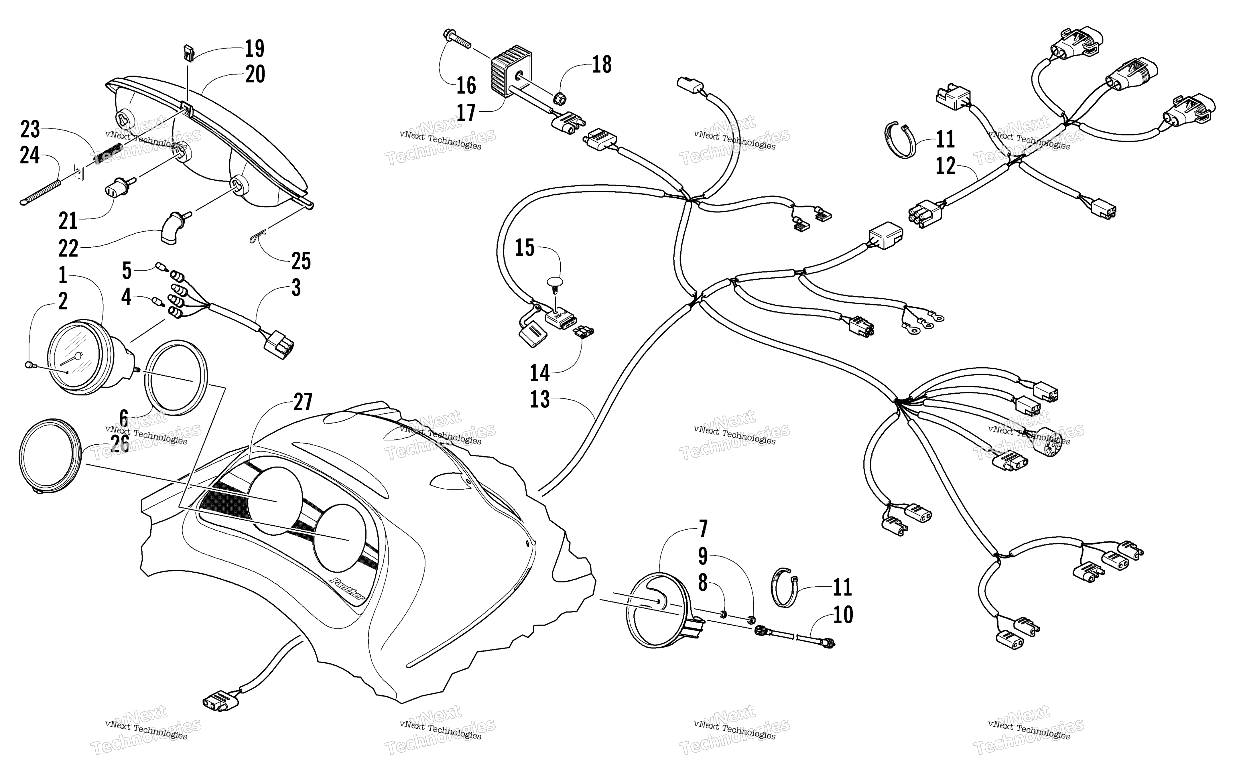 Headlight, Instruments, и Wiring Assemblies