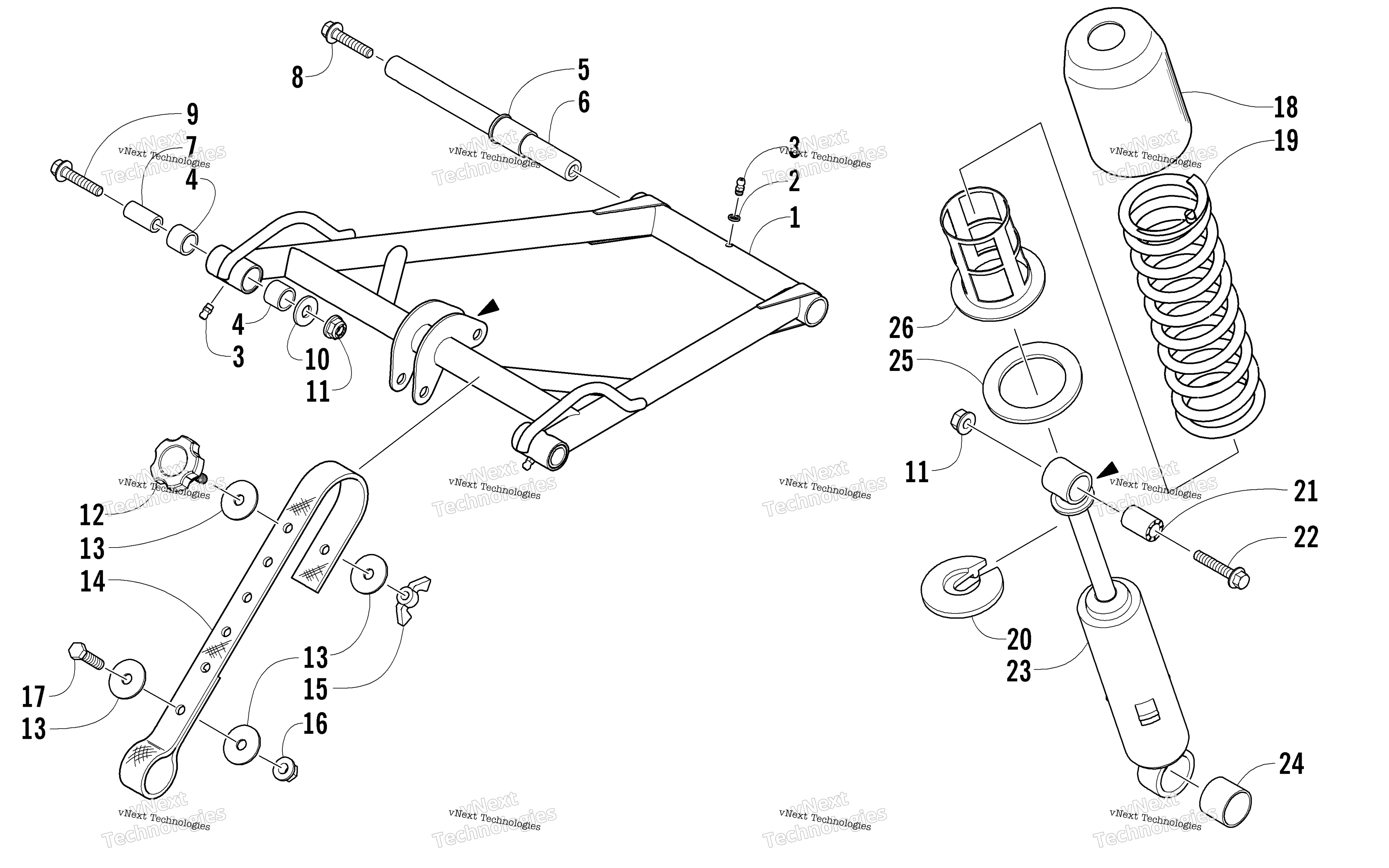 Задняя часть Suspension Front Arm Assembly