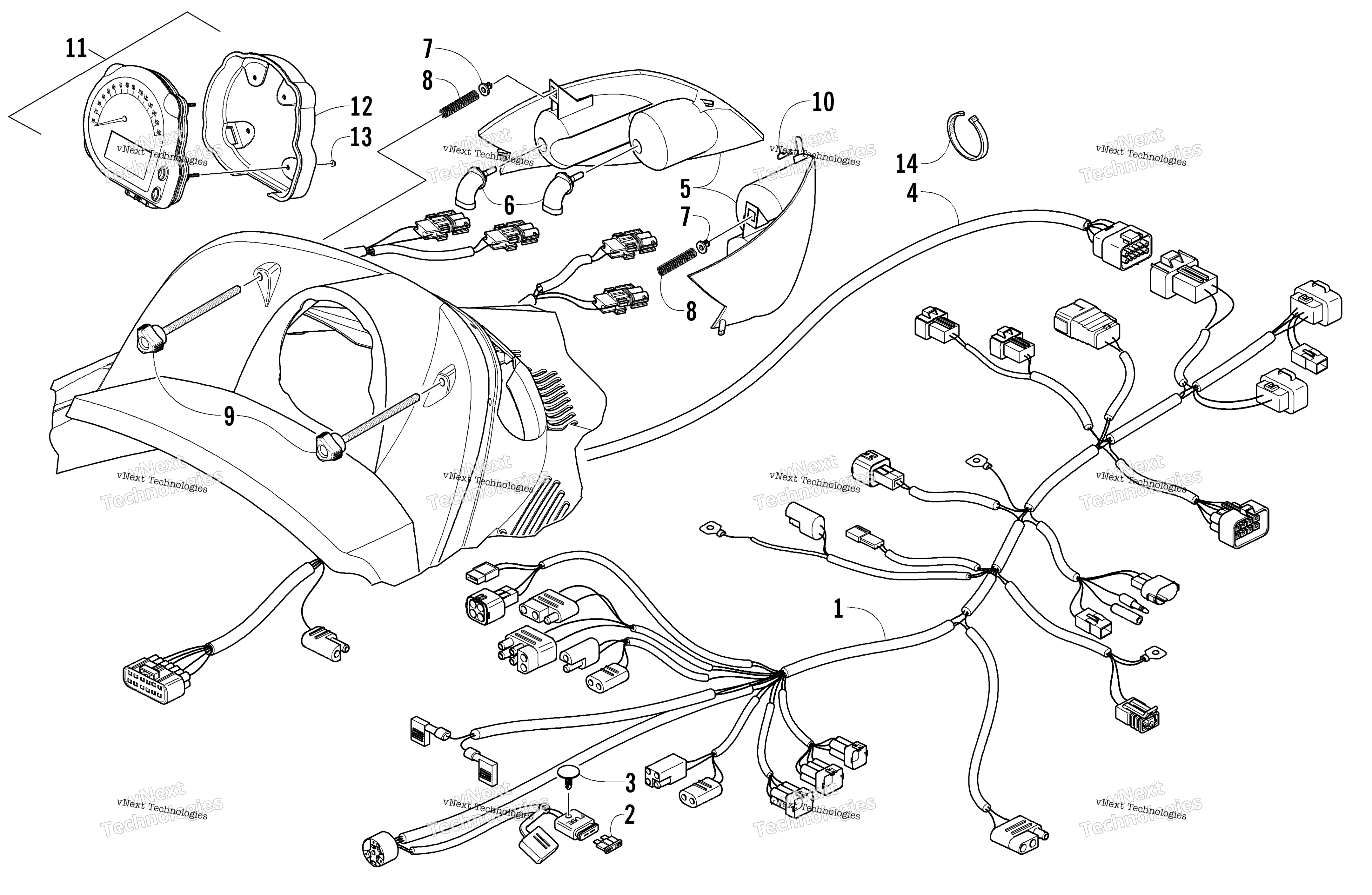 Headlight, Instruments, и Wiring Assemblies