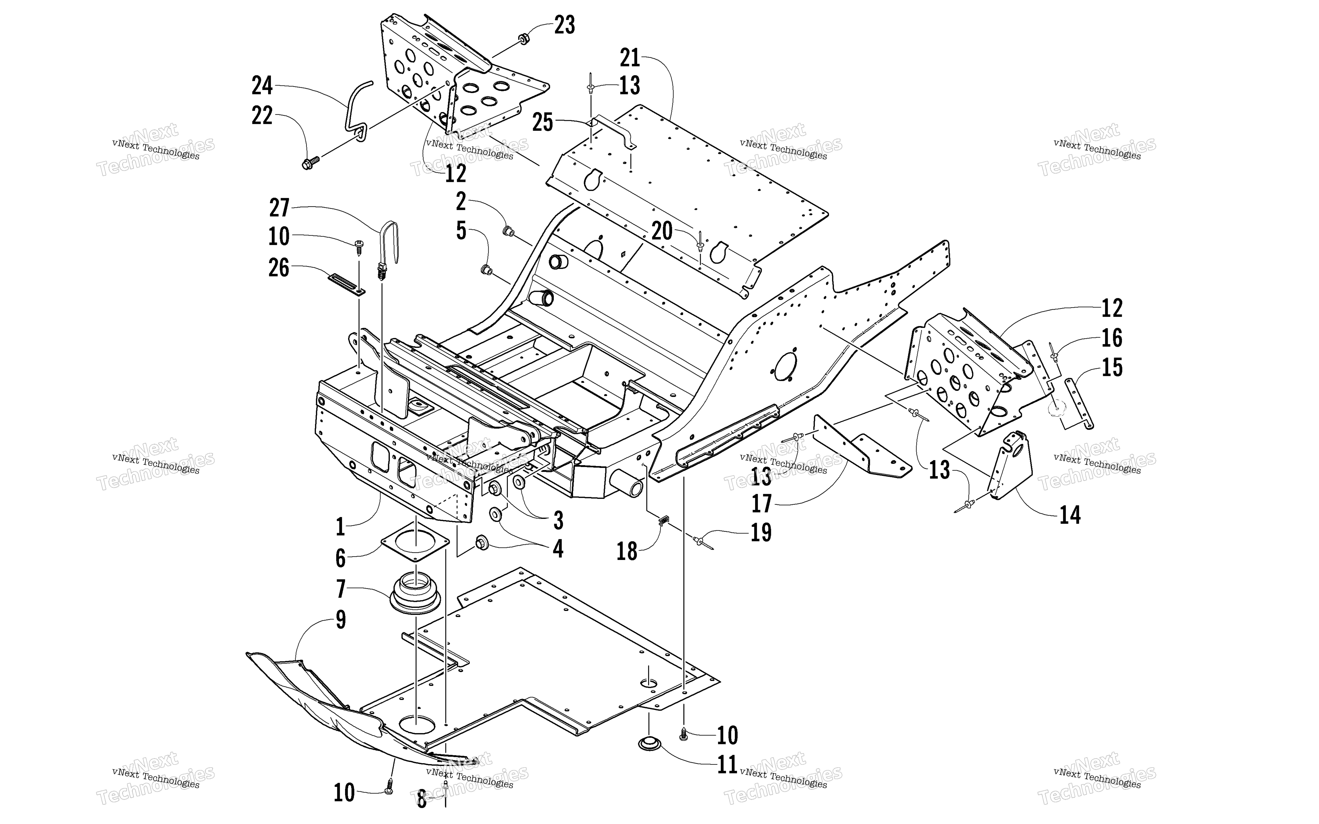Передняя часть Frame And Footrest Assembly