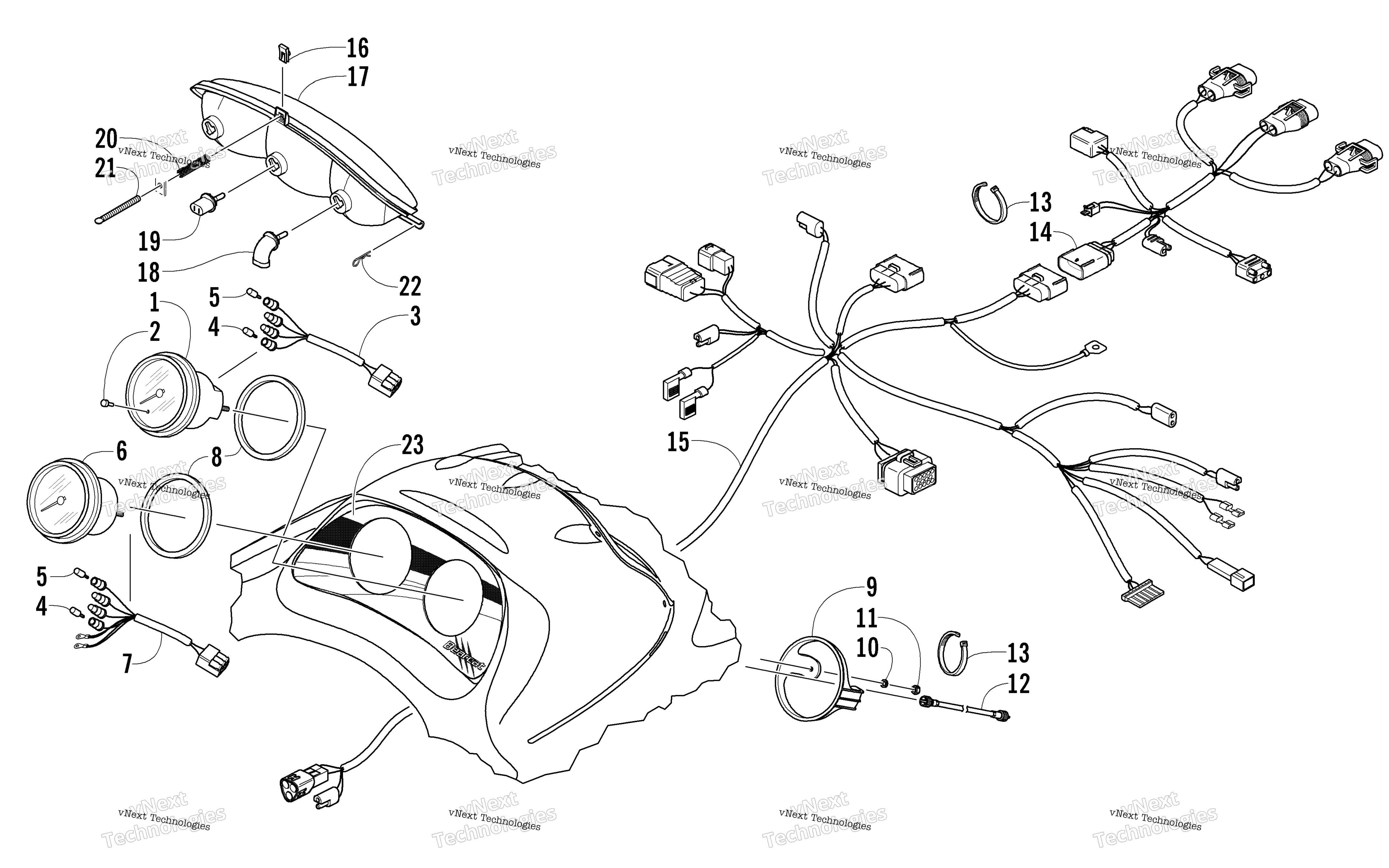 Headlight, Instruments, и Wiring Assemblies