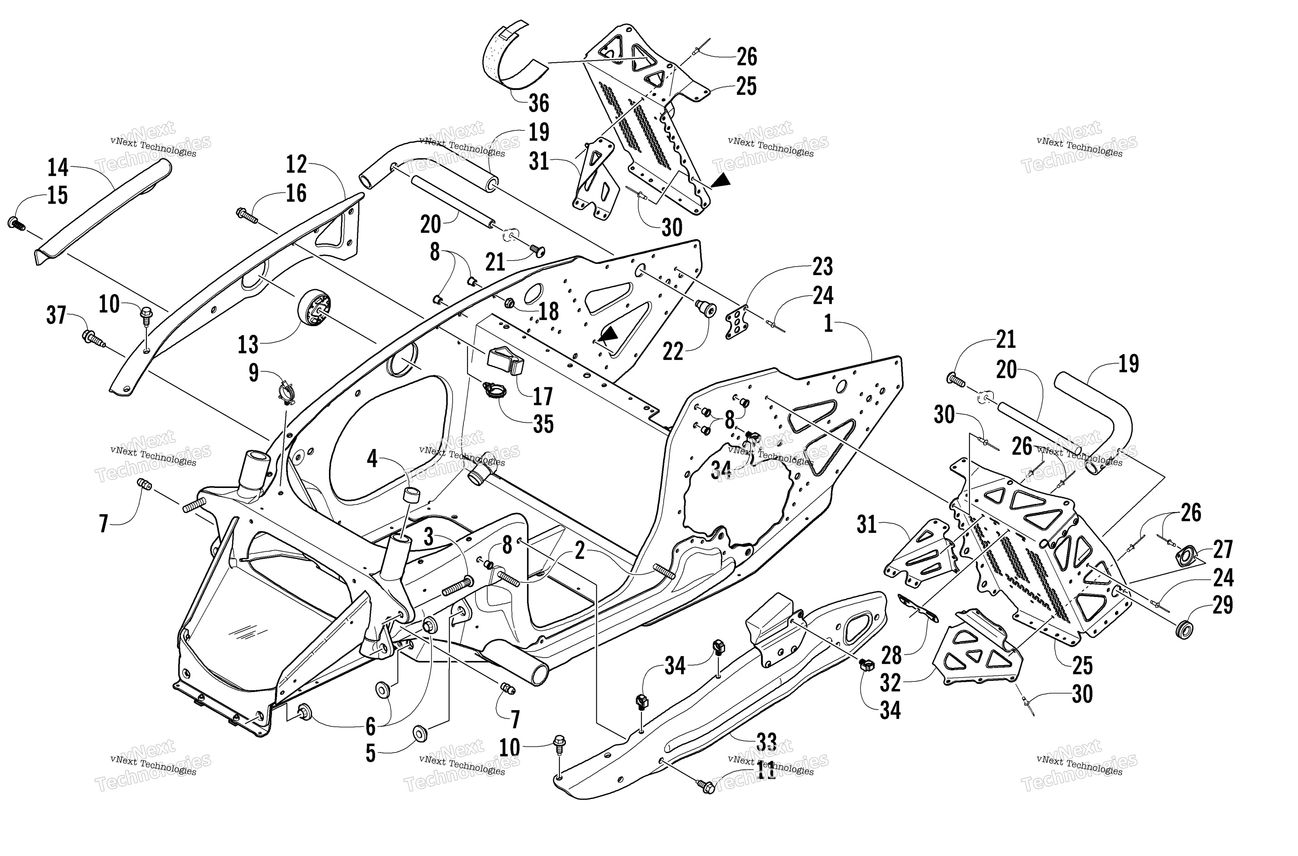 Передняя часть Frame And Footrest Assembly