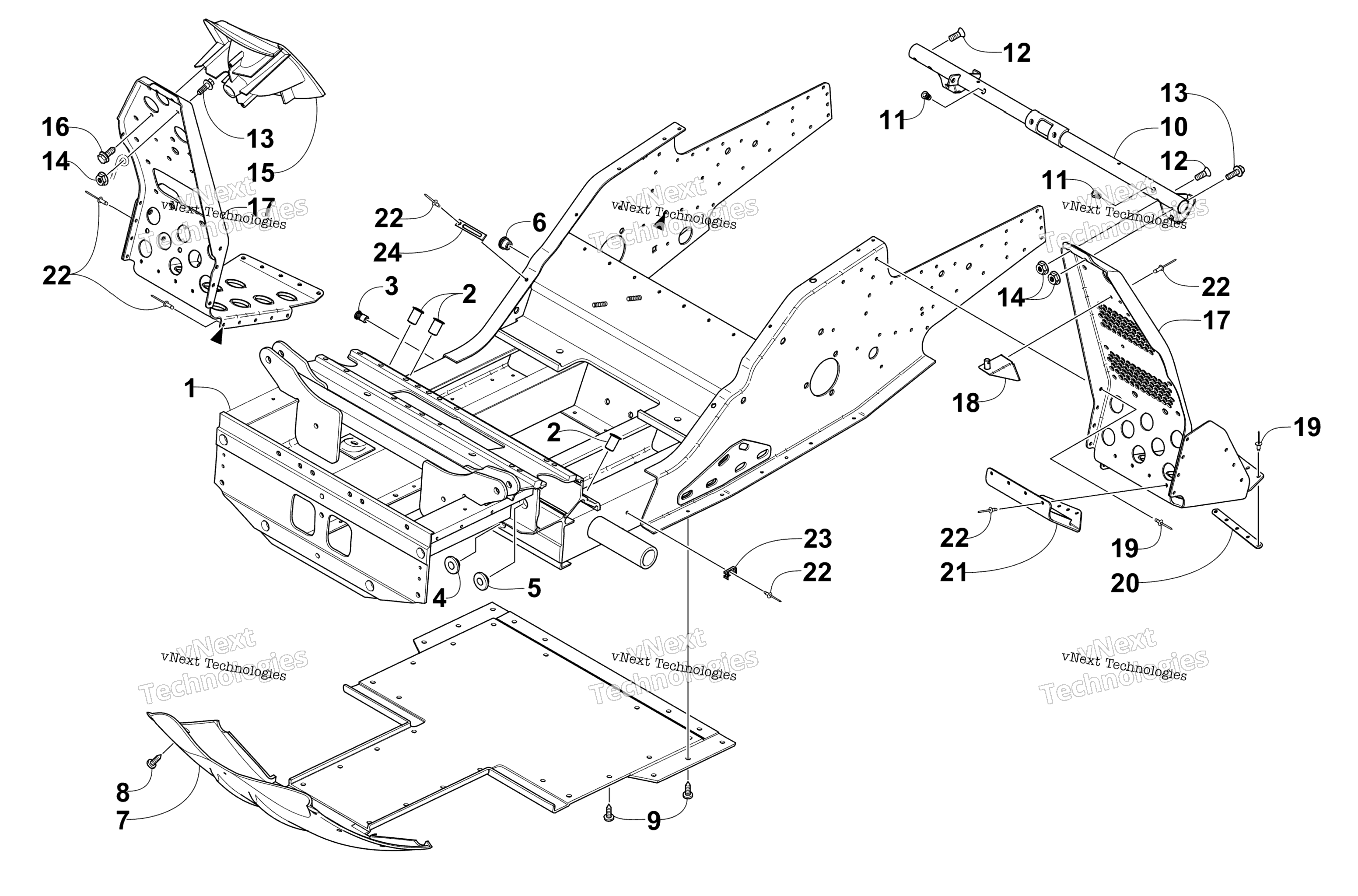 Передняя часть Frame & Footrest Assembly