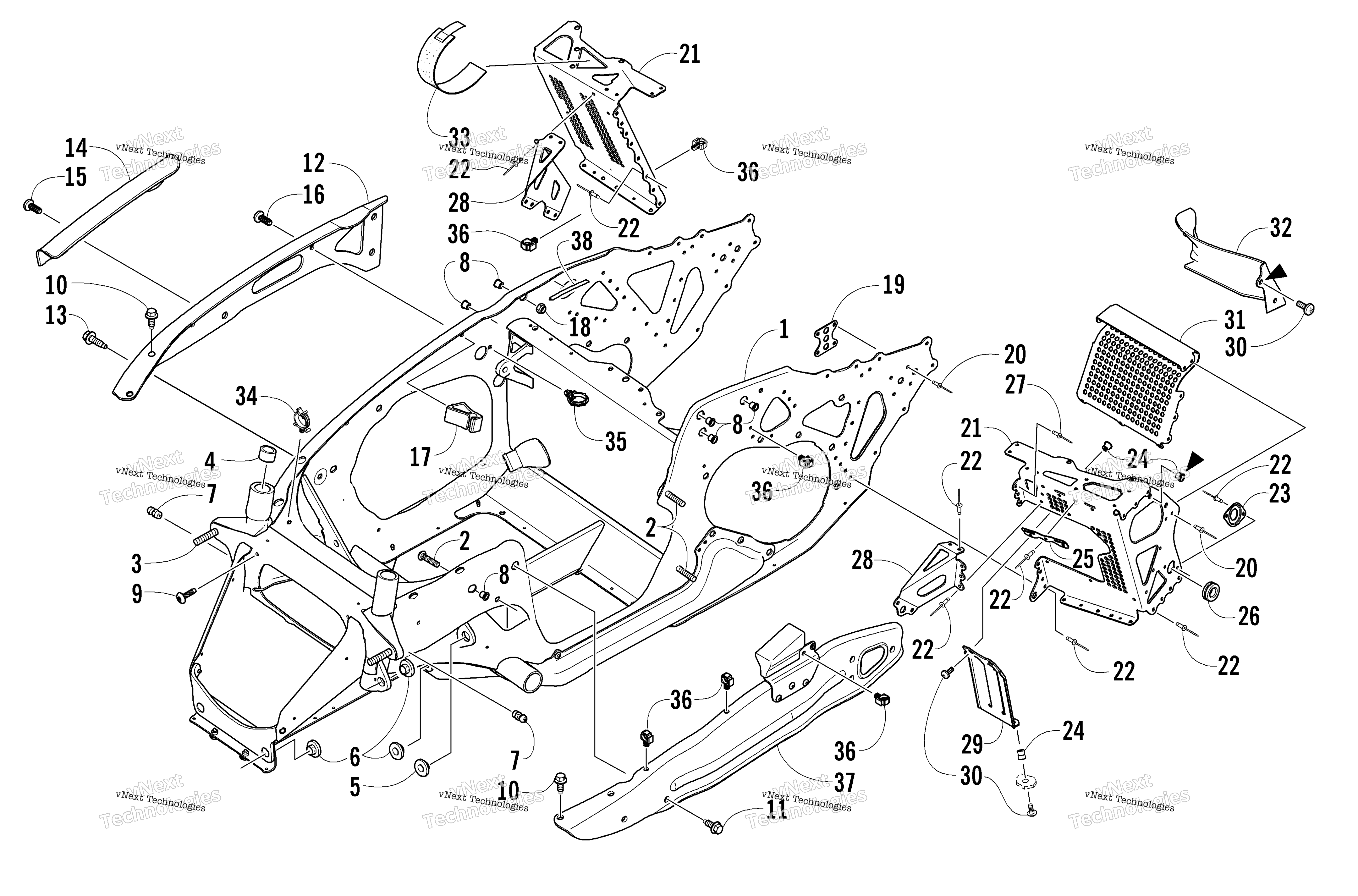Передняя часть Frame And Footrest Assembly
