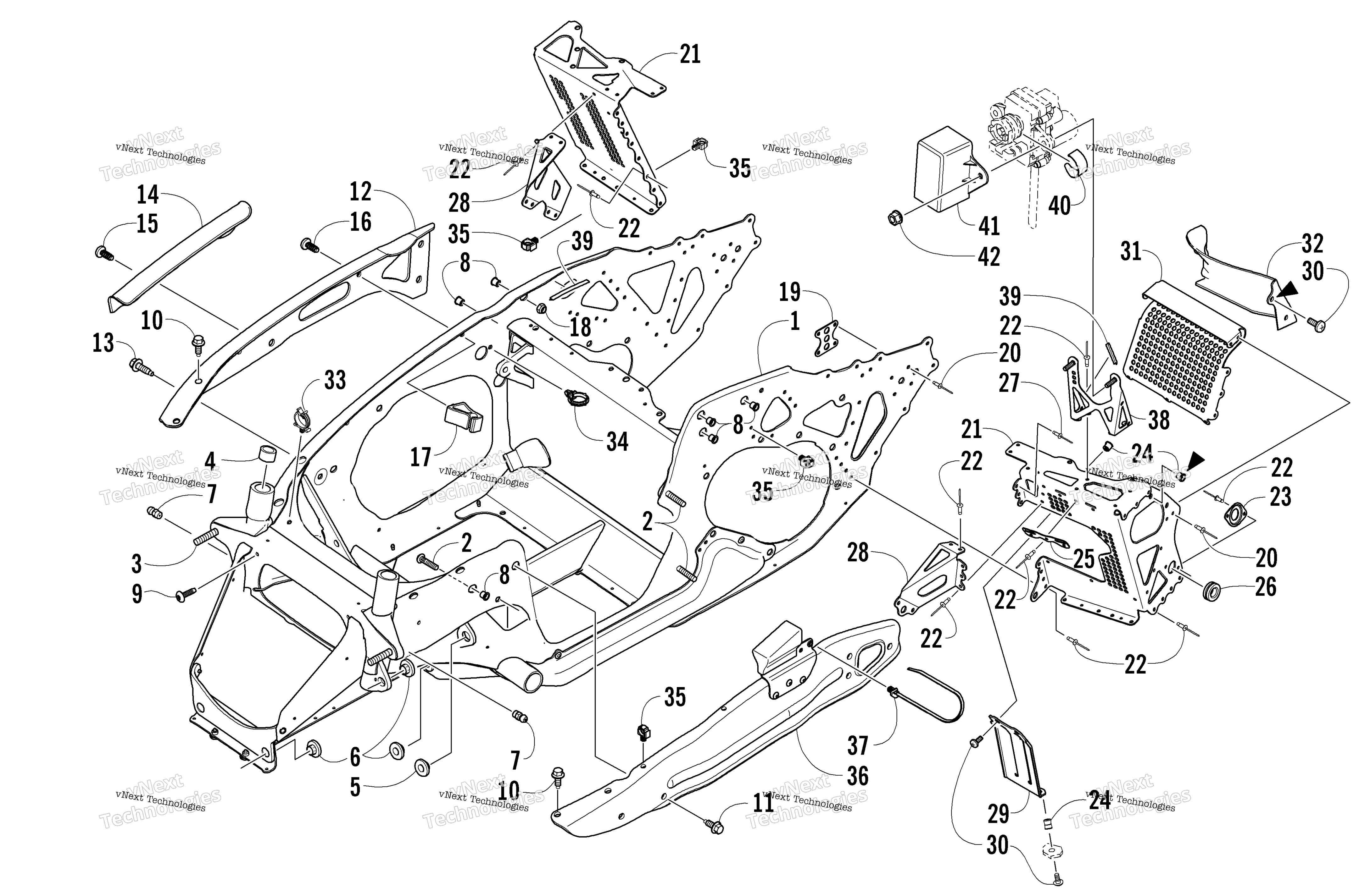 Передняя часть Frame And Footrest Assembly