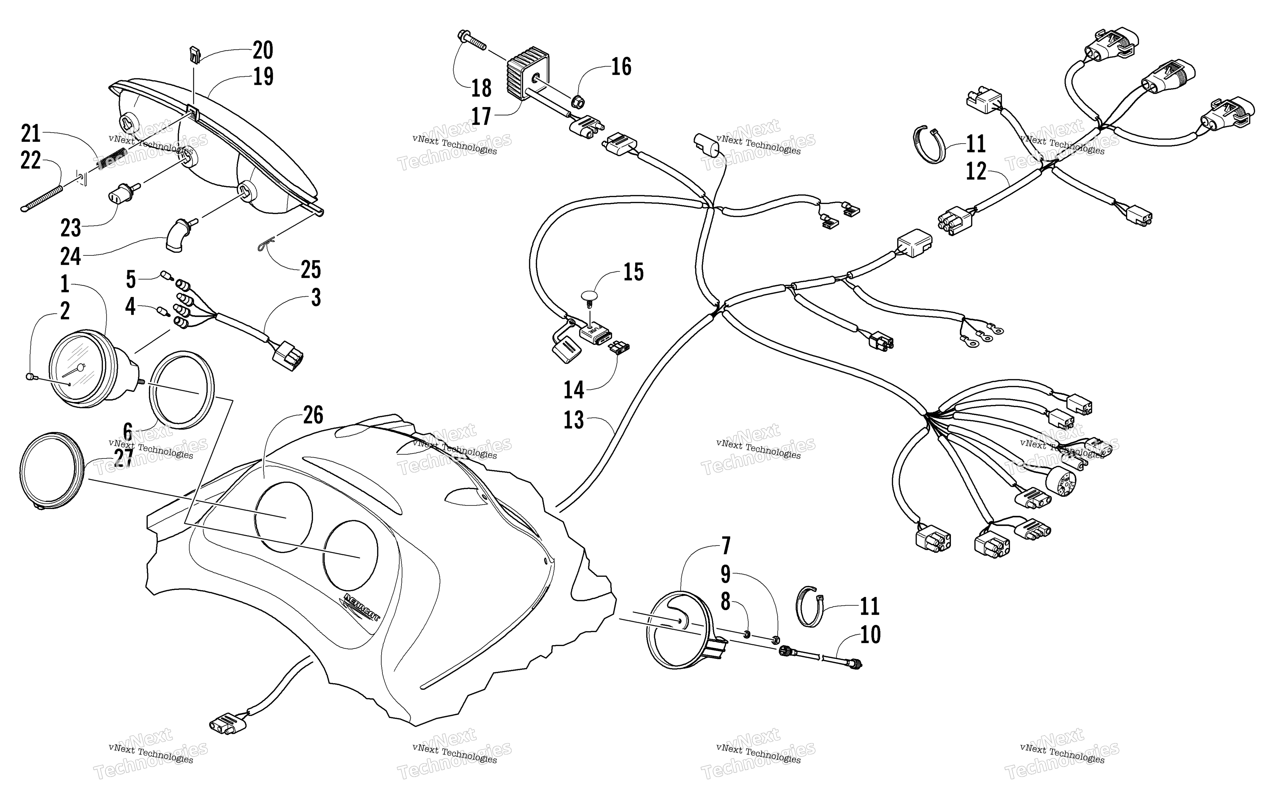 Headlight, Instruments, и Wiring Assemblies
