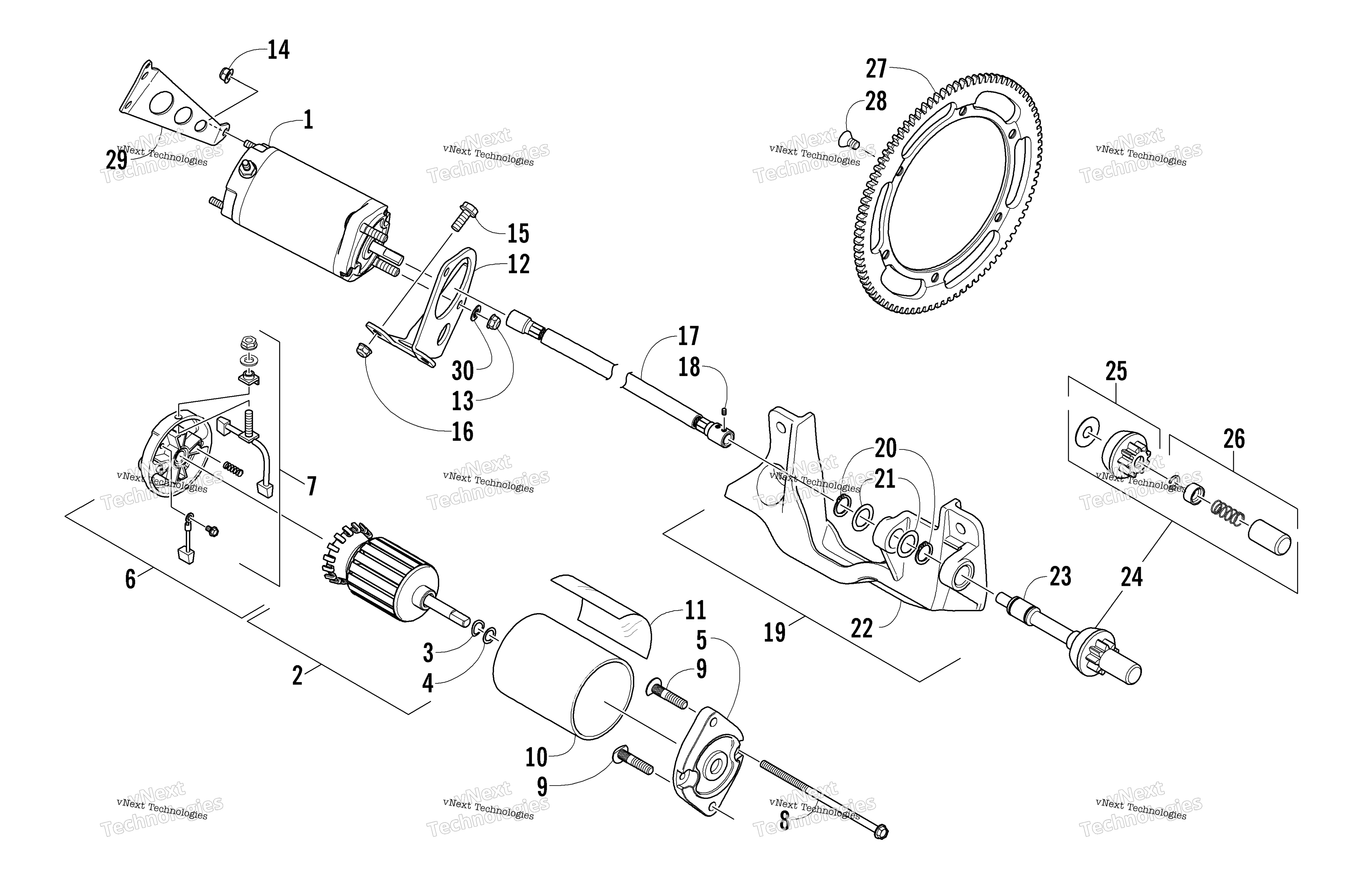 Flex привод Starter Motor узел
