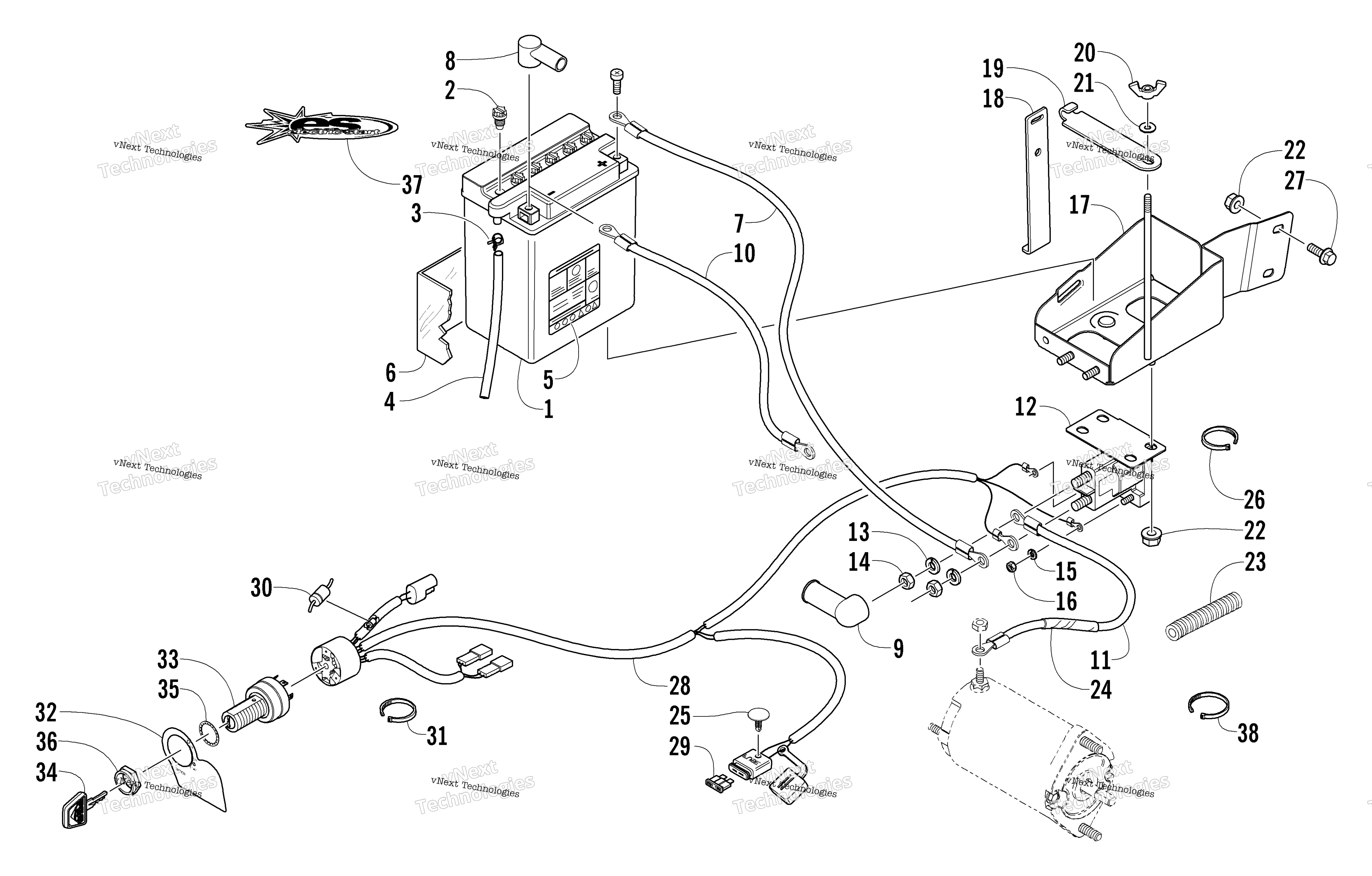 Battery, Solenoid, и Cables