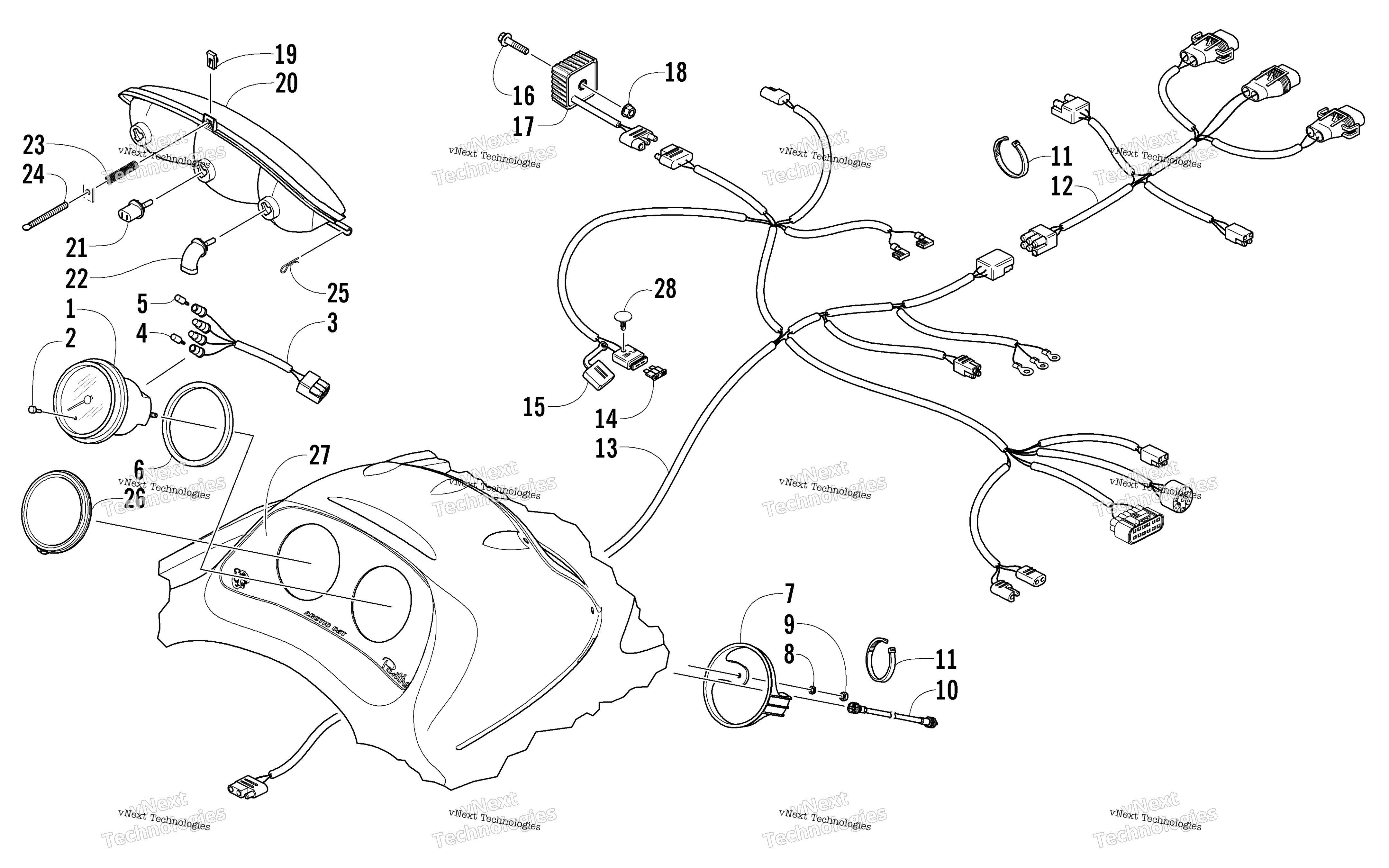 Headlight, Instruments, и Wiring Assemblies