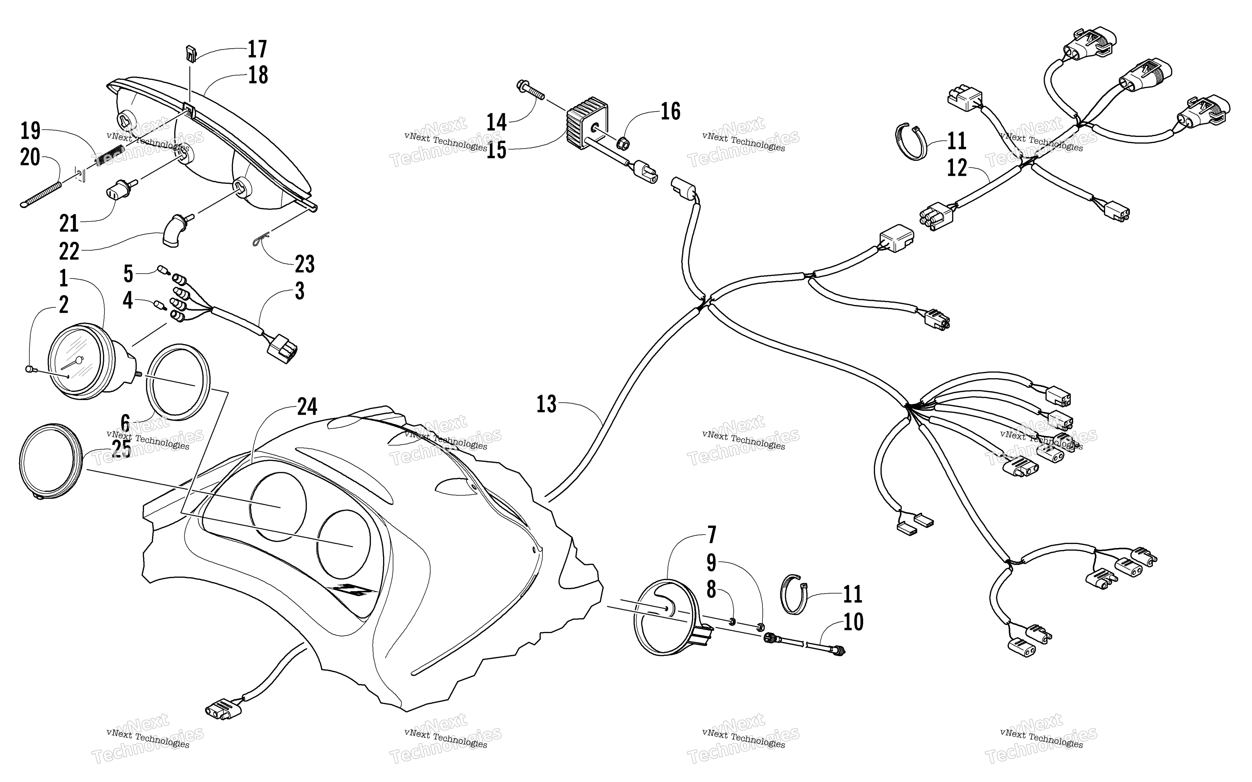Headlight, Instruments, и Wiring Assemblies