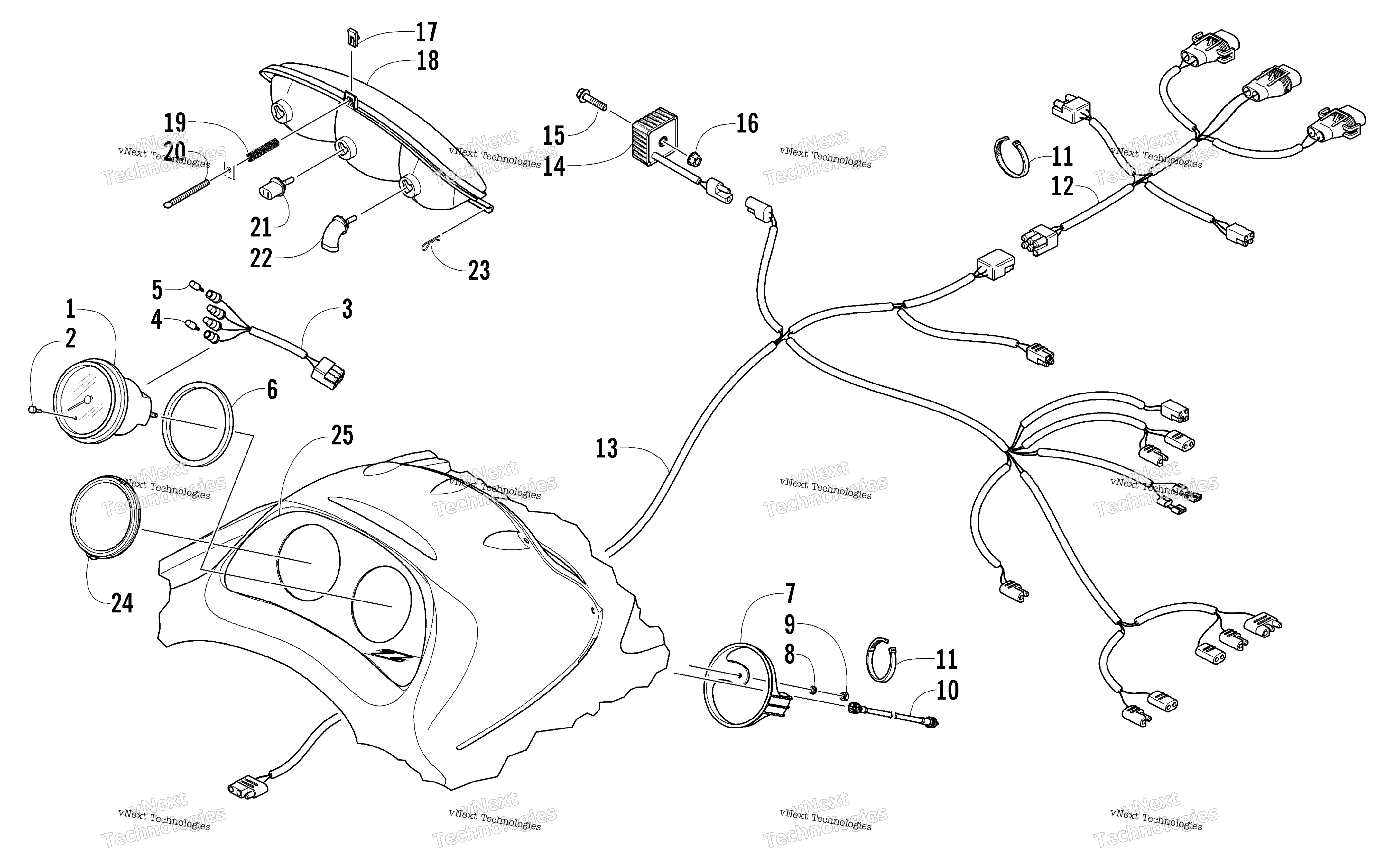 Headlight, Instruments, и Wiring Assemblies