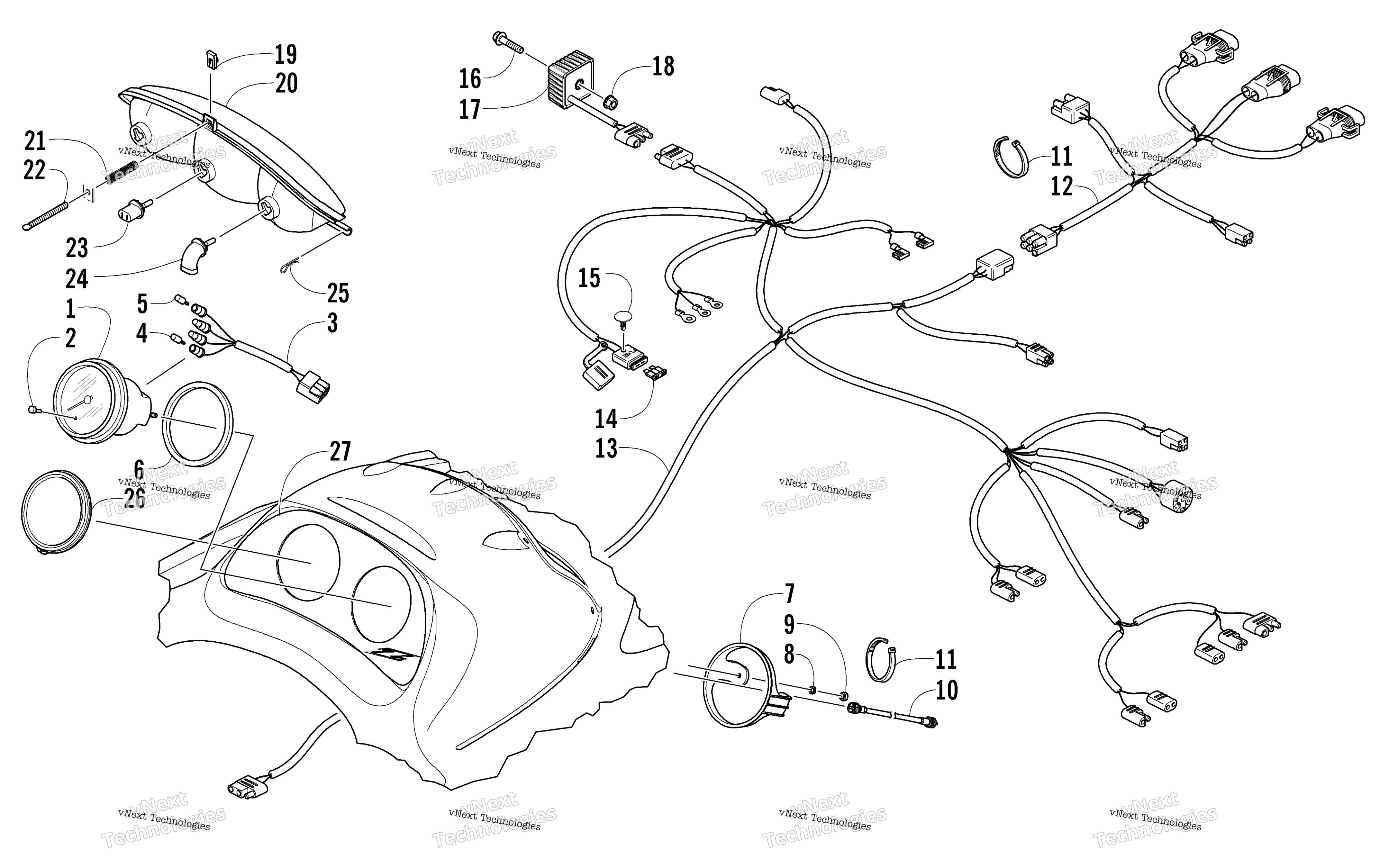 Headlight, Instruments, и Wiring Assemblies