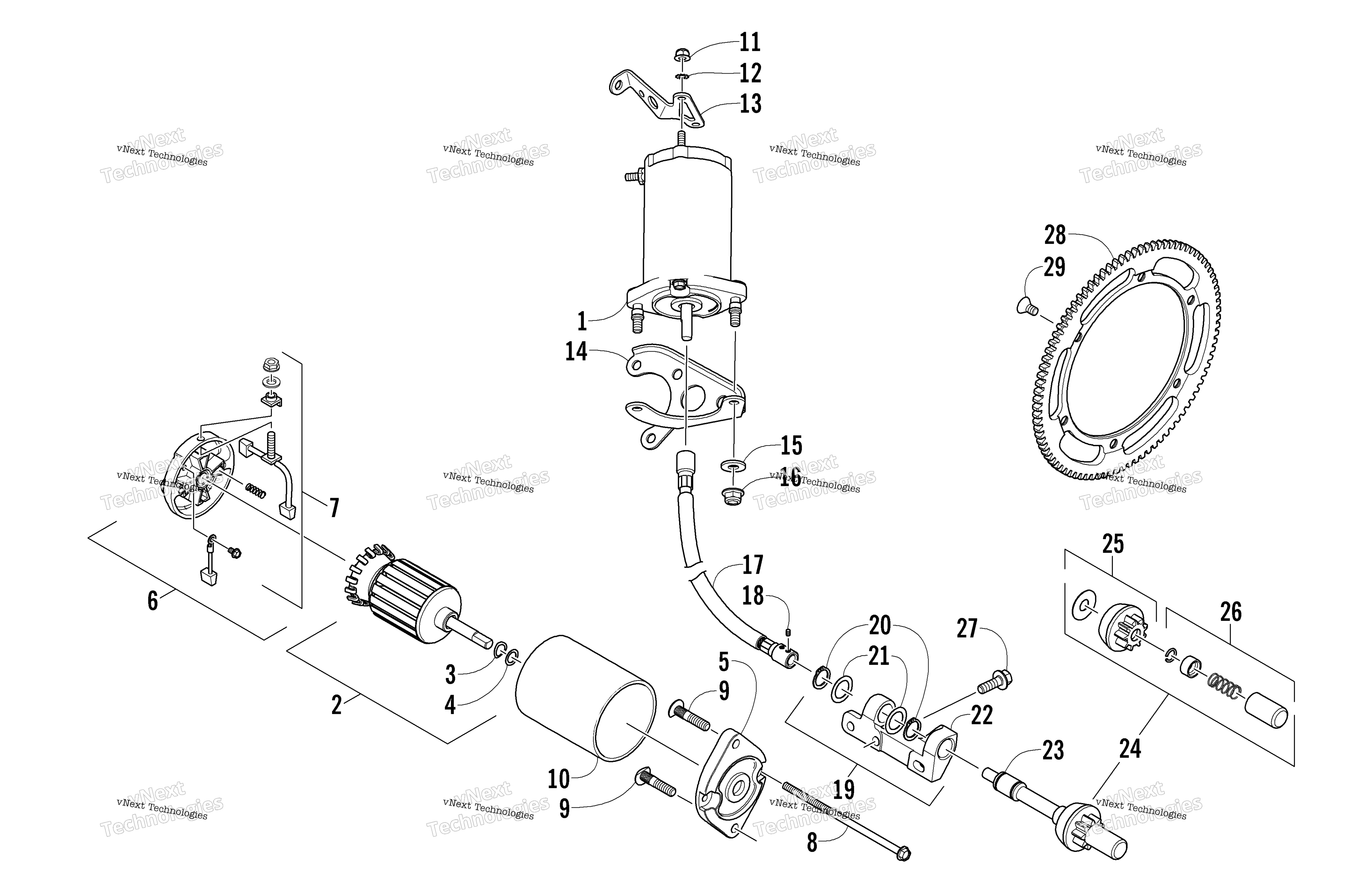 Flex привод Starter Motor узел