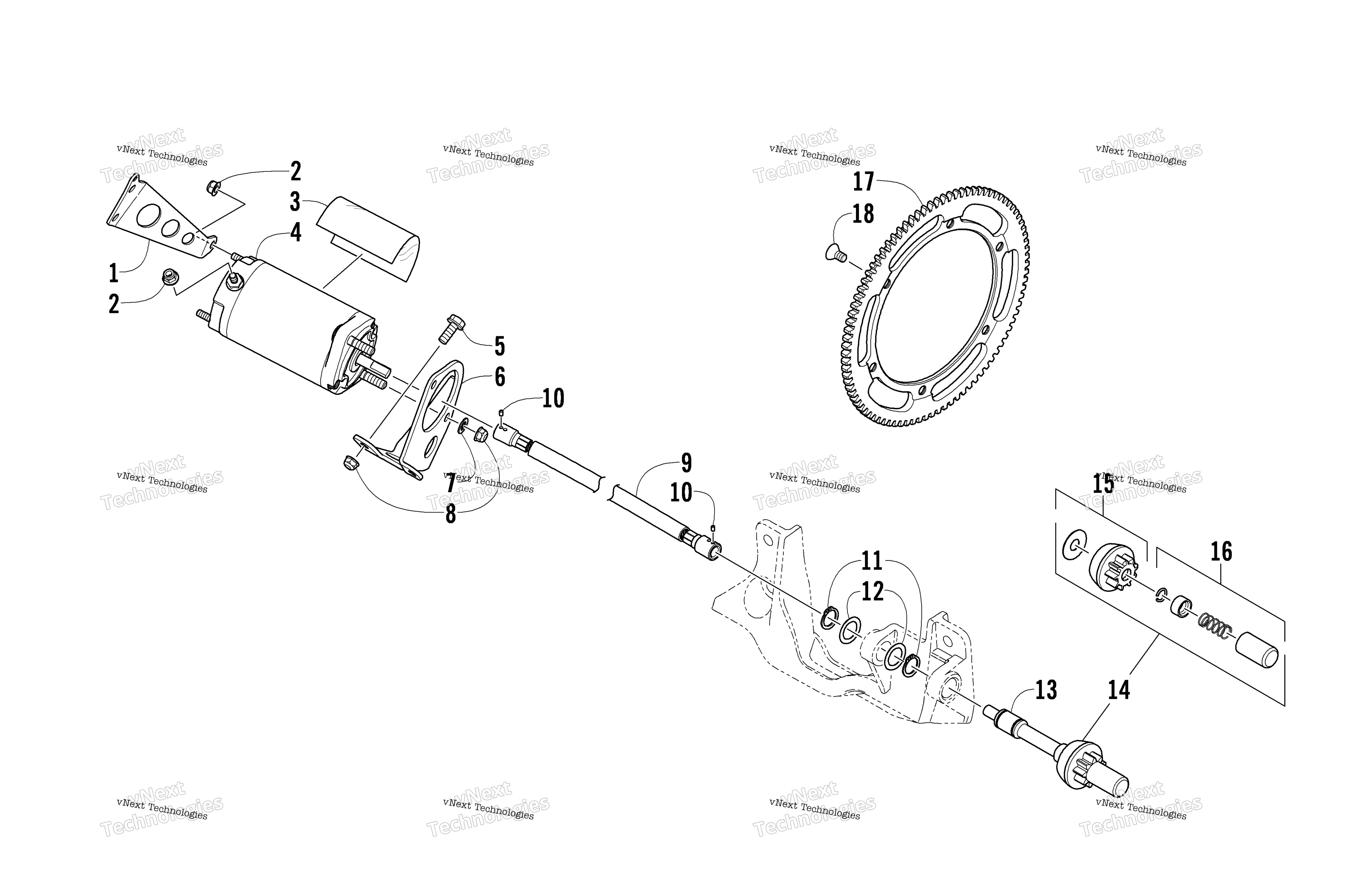 Flex привод Starter Motor узел