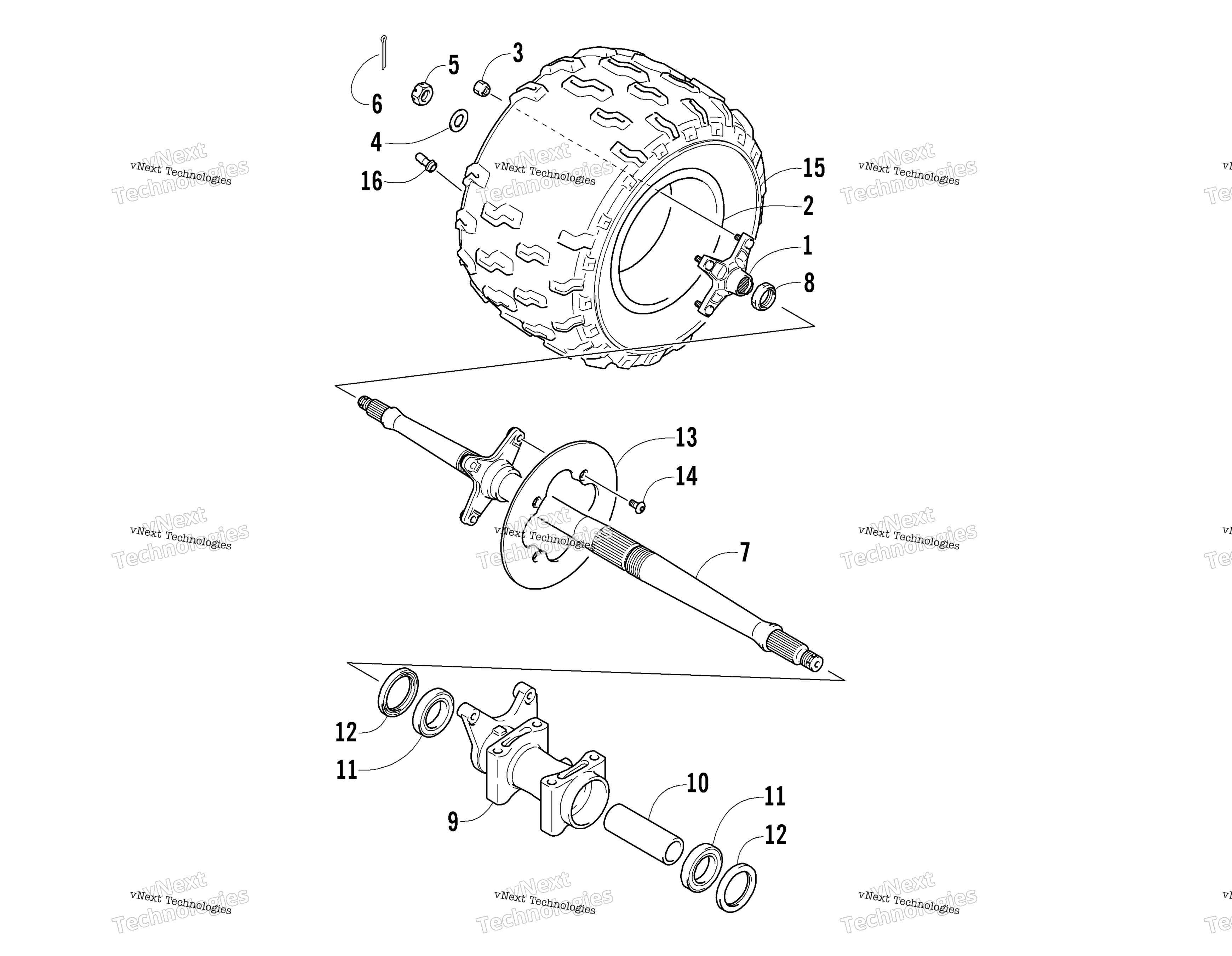 Заднее колесо (прав.) Assembly