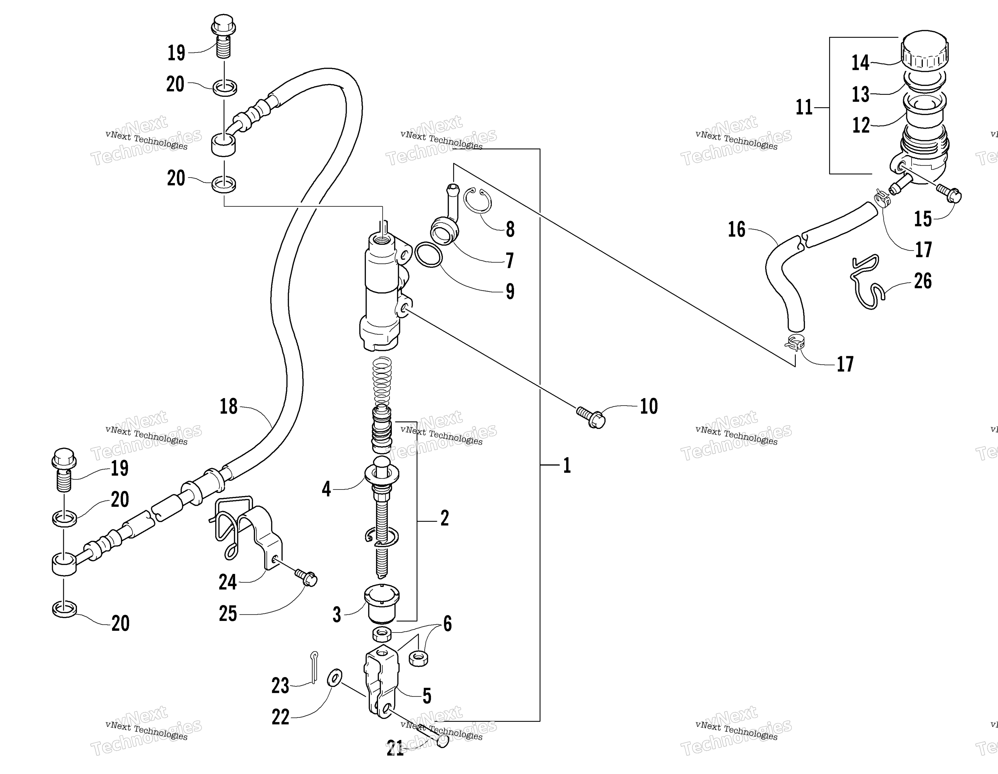 Задняя часть Master Cylinder Assembly