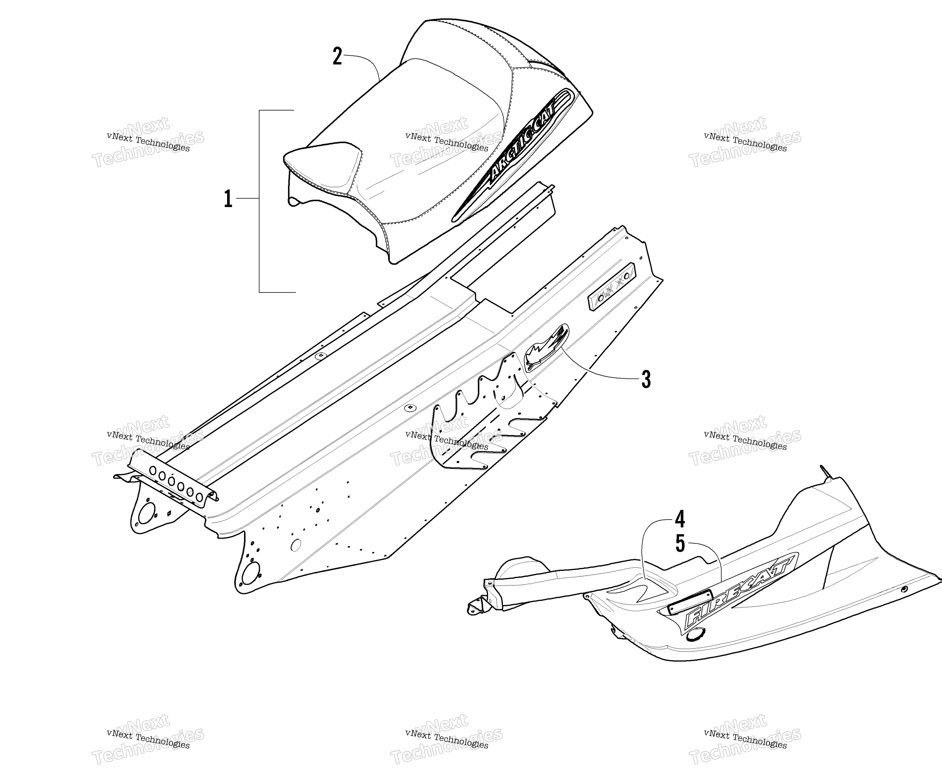Belly Pan, Tunnel, и сиденье Assemblies