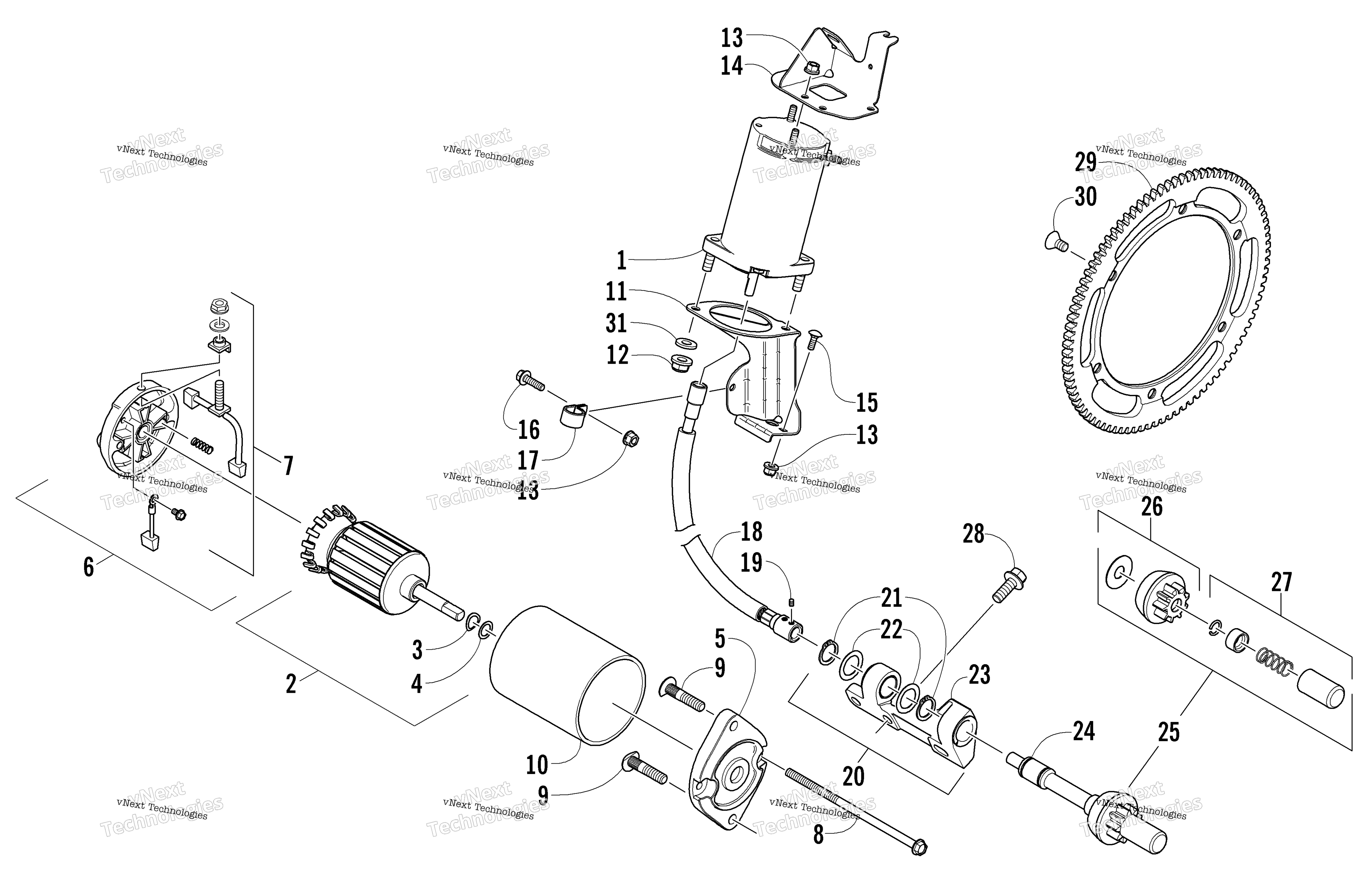 Flex привод Starter Motor узел
